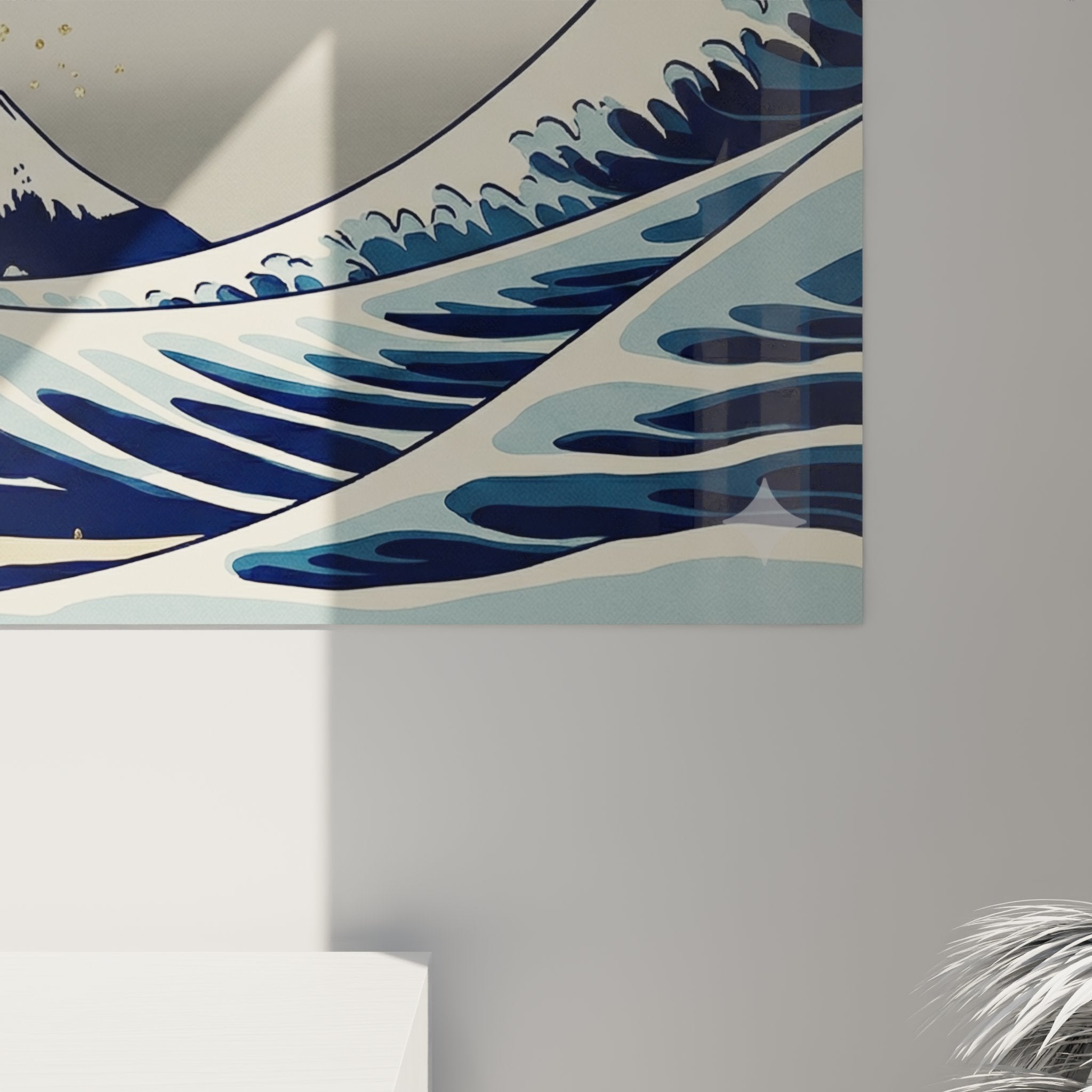 Vue d'ensemble tableau mural surf grande vague d'Hokusai modernisé, décoration murale océan et surf