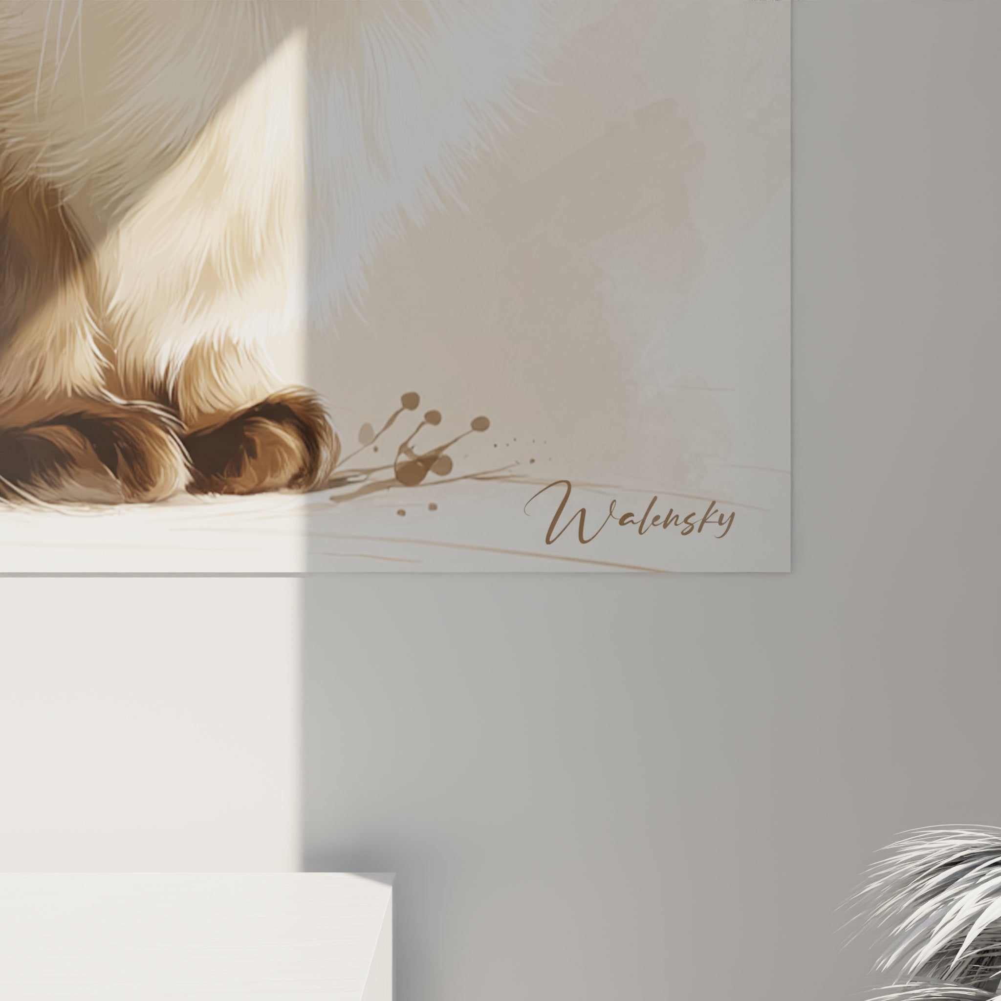 Vue d'ensemble tableau chat Balinais majestueux art mural félin décoration intérieure élégante