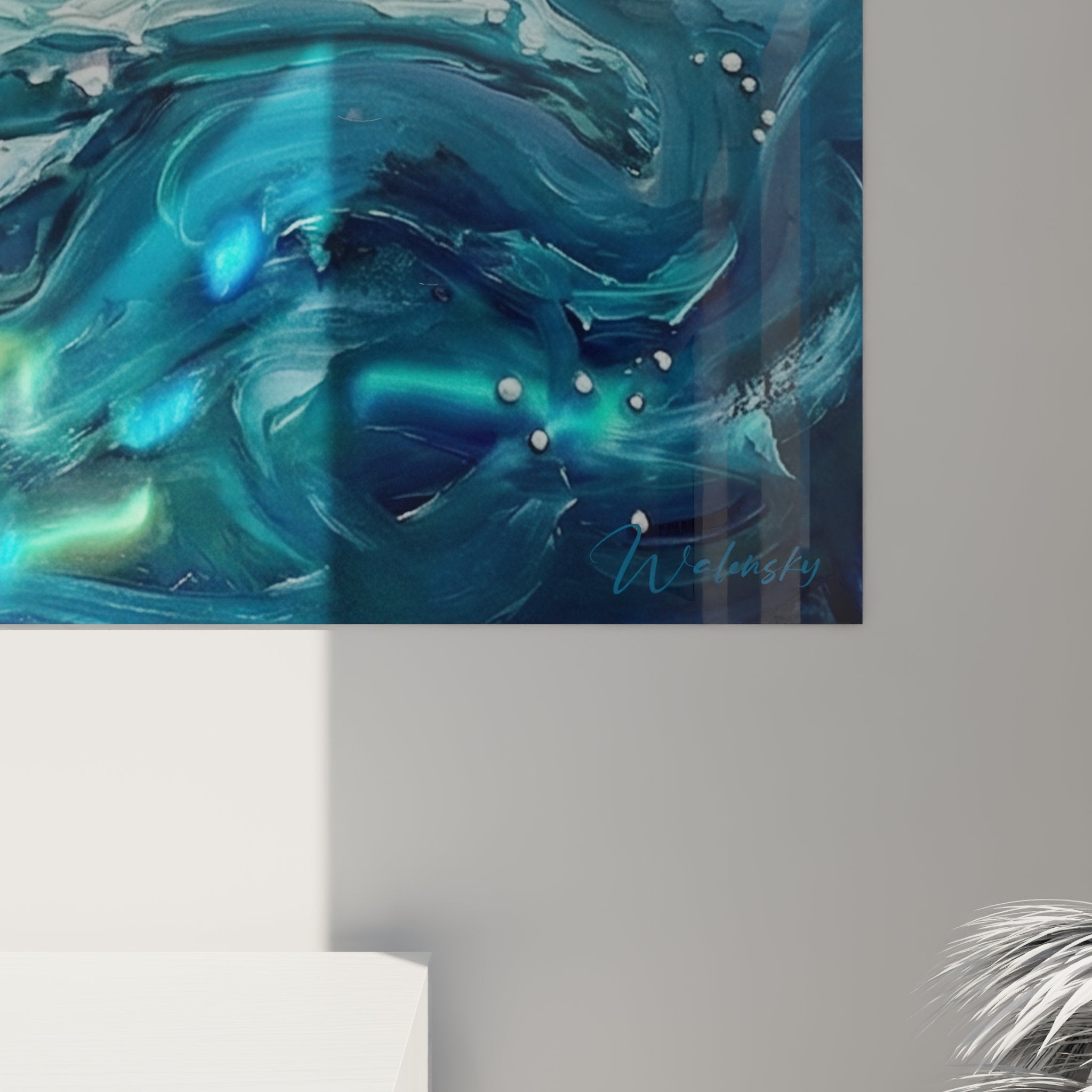 Vue ensemble tableau mural nageur paralympique decoration interieure art sport aquatique contemporain