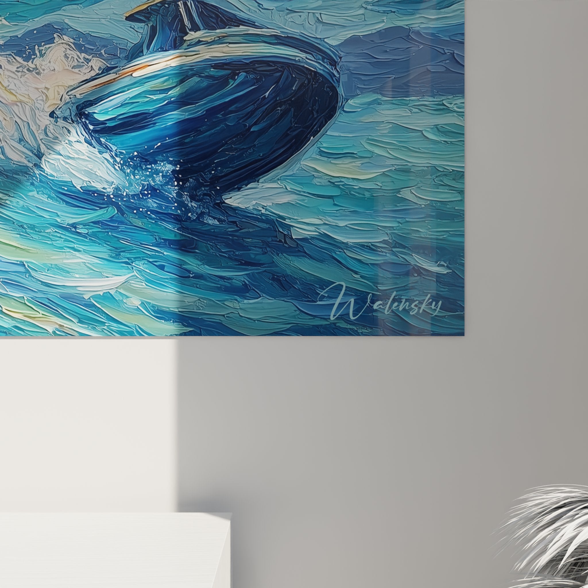 Vista d'insieme quadro murale sci nautico arte moderna decorazione interni sport acquatico stile Van Gogh