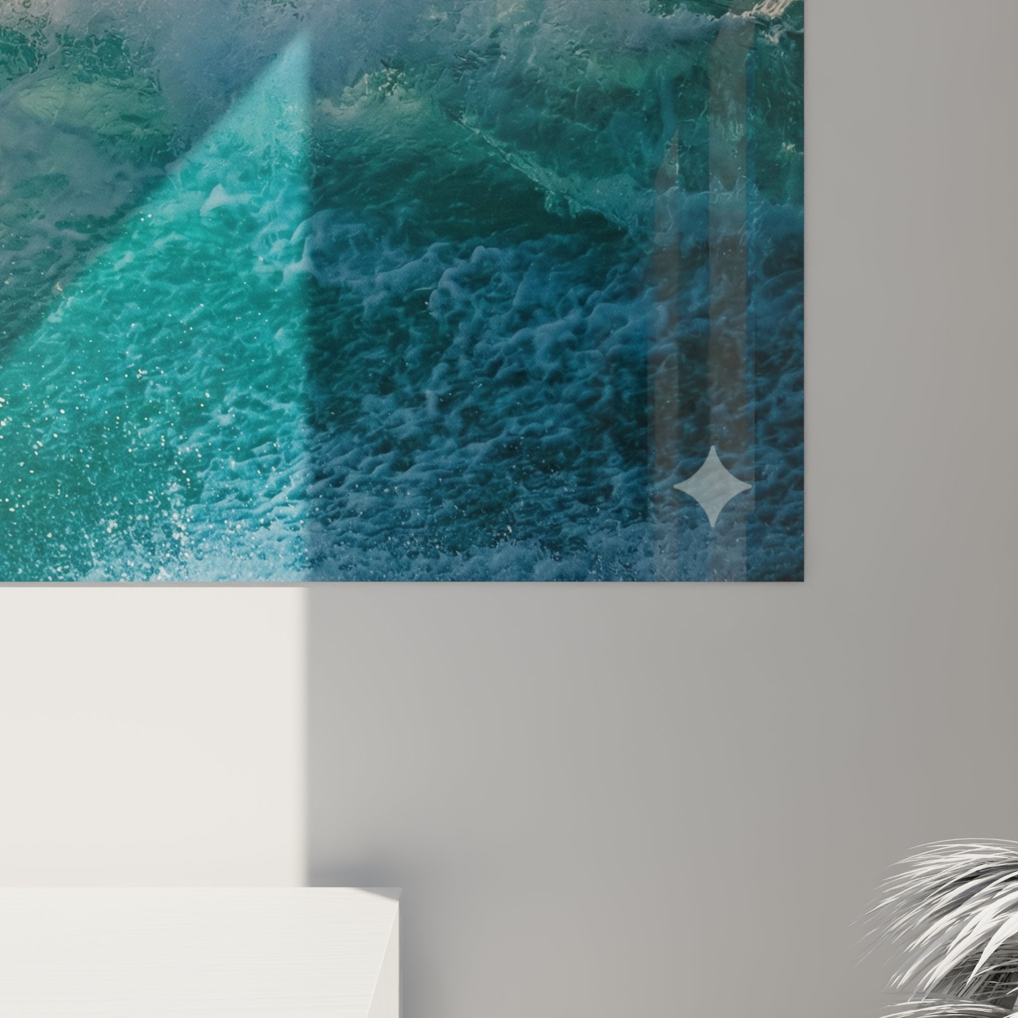 Vue ensemble tableau mural surfeur aerien - decoration murale style surf contemporain