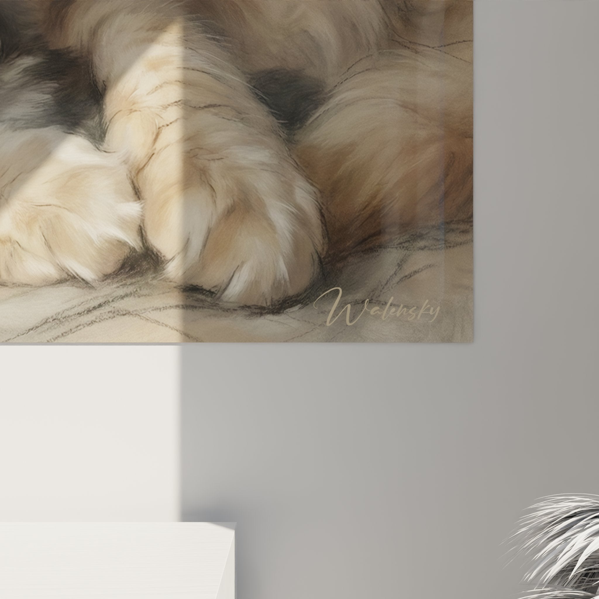 Gesamtansicht Wandbild Maine Coon Mutterschaftsszene Katzendekoration Innenraumkunst modernes Feliden-Design