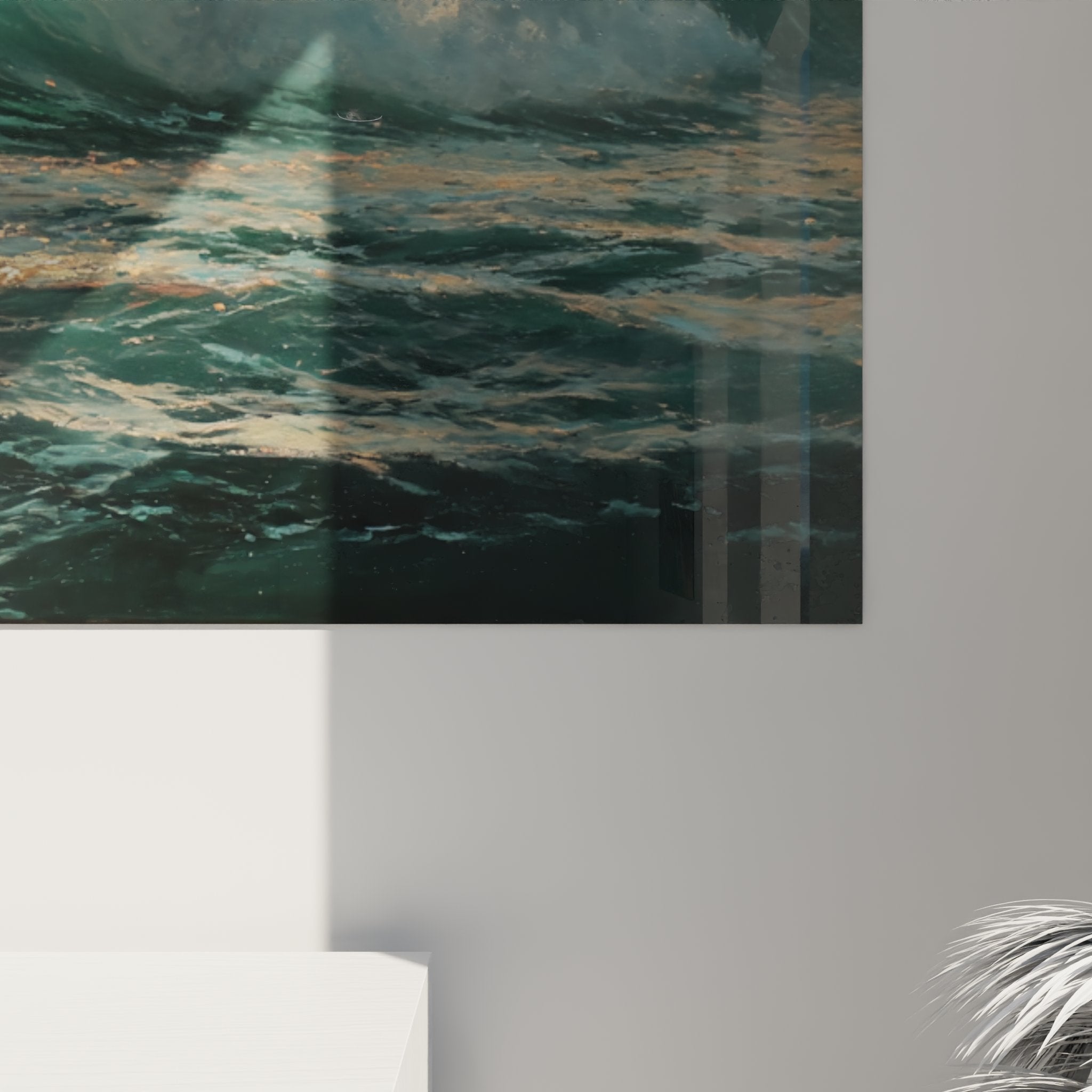Vue ensemble tableau surf decoration murale surfeur coucher soleil ambiance coastal