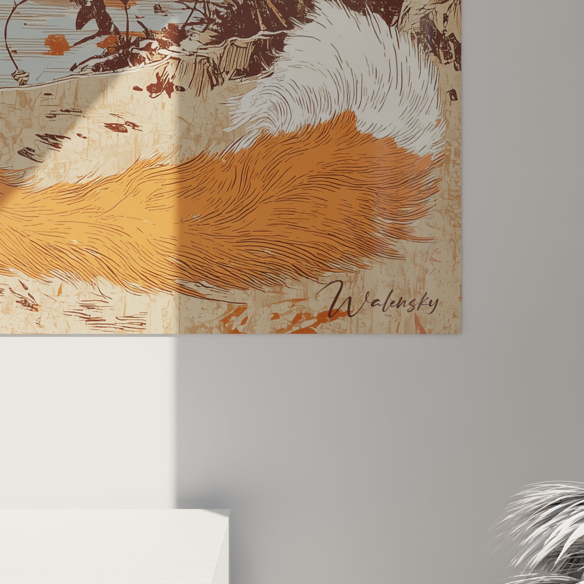 Turkish Van cat wall art print retro engraving style interior decoration overview