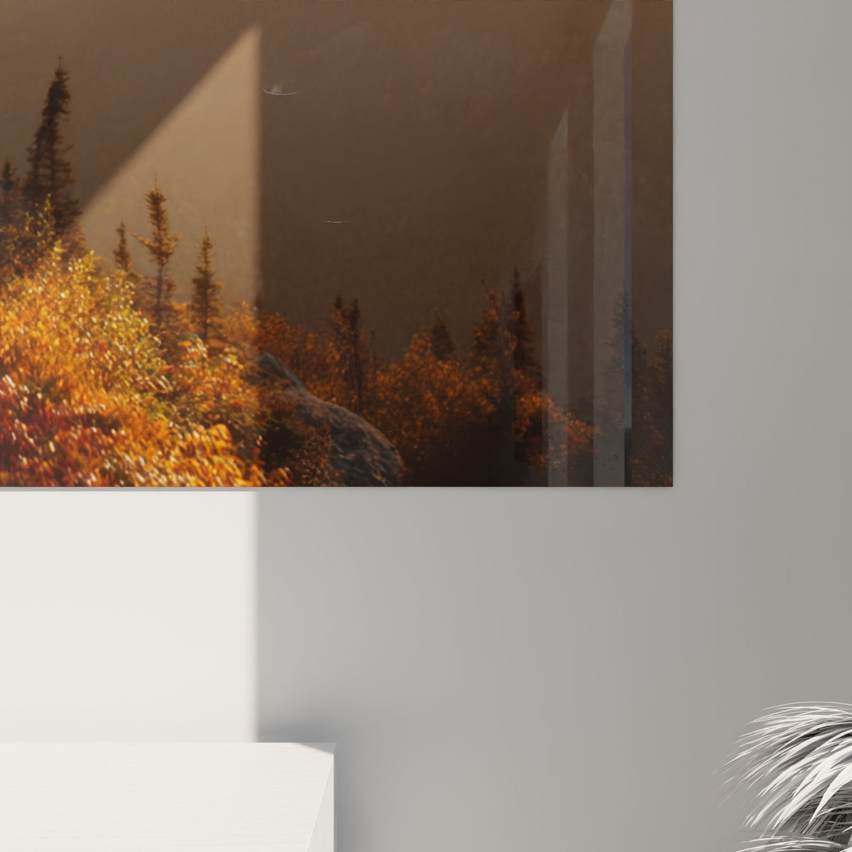 Vue ensemble tableau mural VTT cycliste montagne coucher soleil decoration interieure style aventure nature
