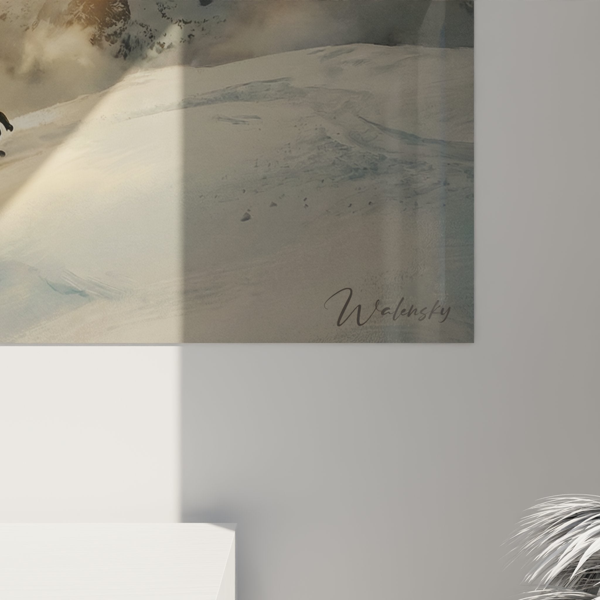 Vue d'ensemble tableau snowboard montagne accroche au mur decoration interieur sports hiver