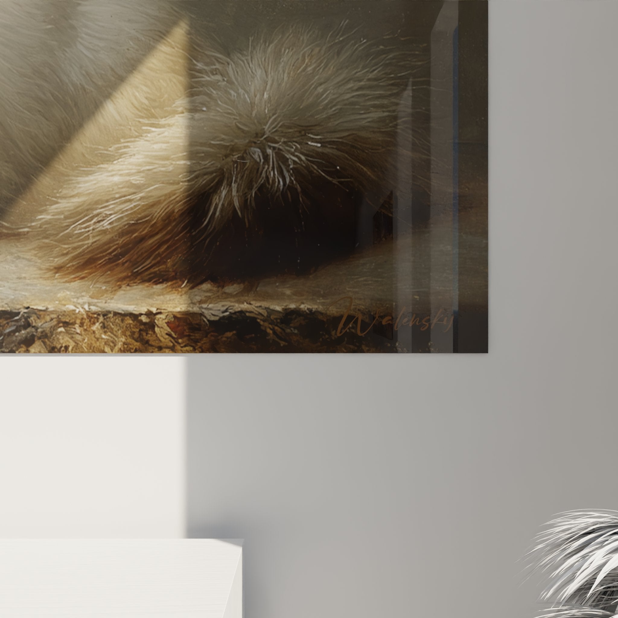 Vista d'insieme quadro murale gatto birmano classico integrazione decorazione interiore raffinata stile artistico