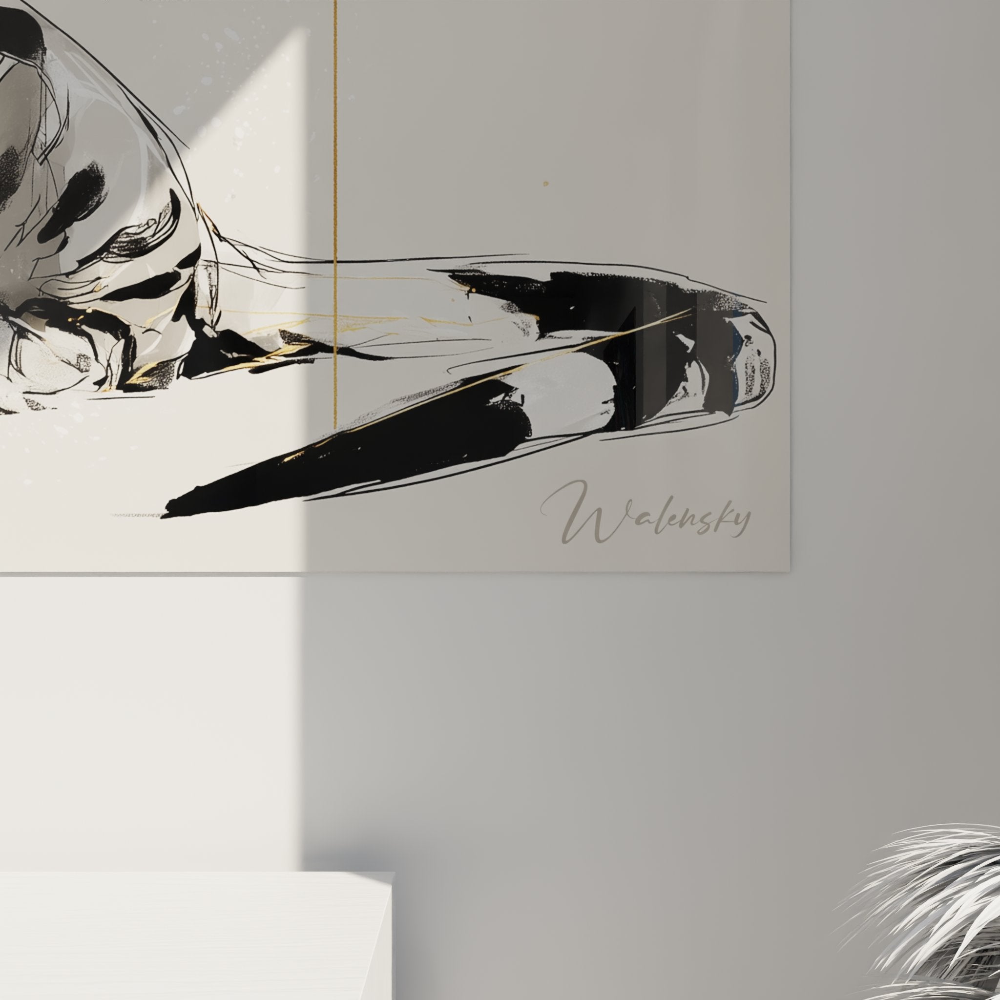 Vue d'ensemble tableau chat Savannah position détendue, décoration murale féline, style contemporain