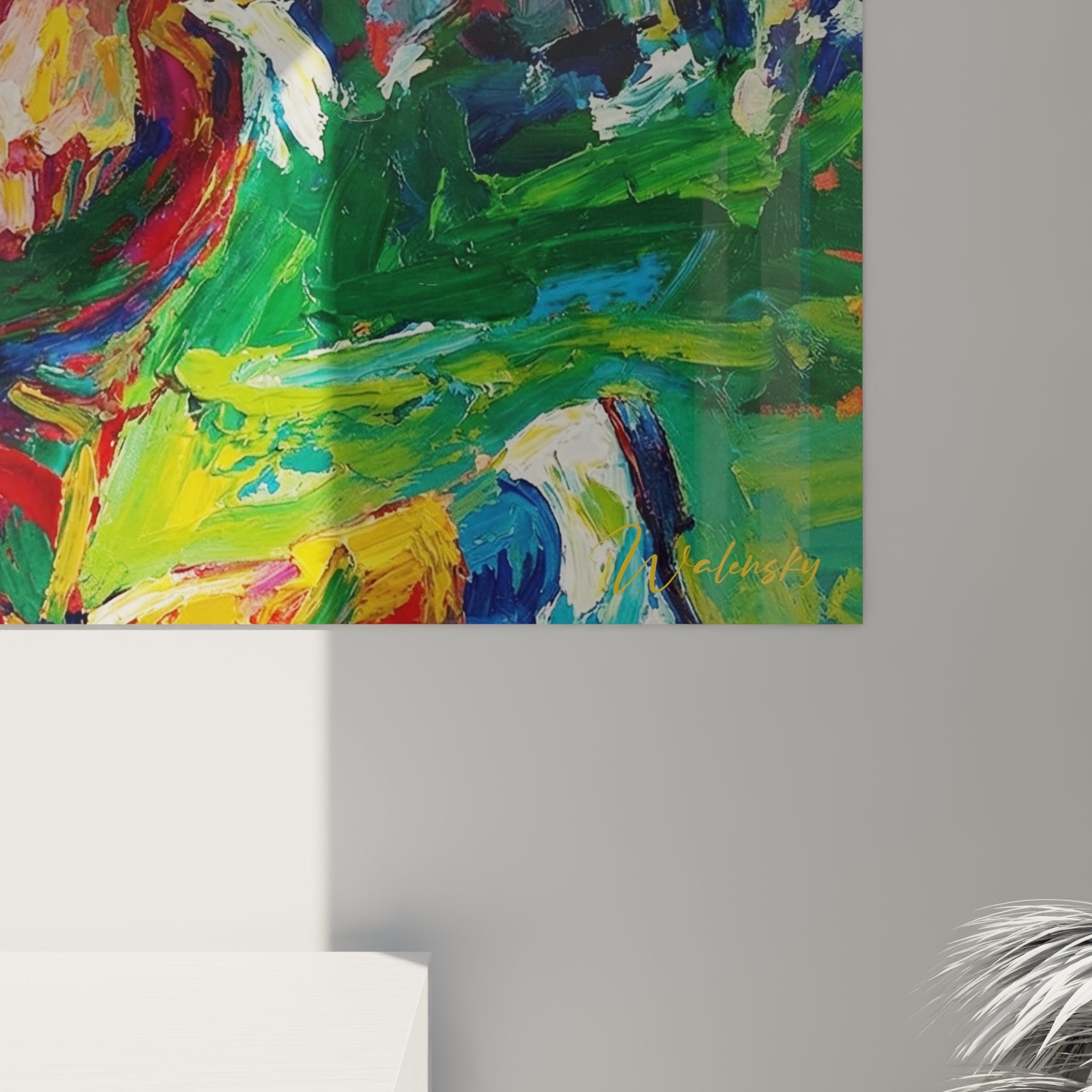 Vue d'ensemble du tableau golf victoire dans un intérieur contemporain, art mural sport coloré