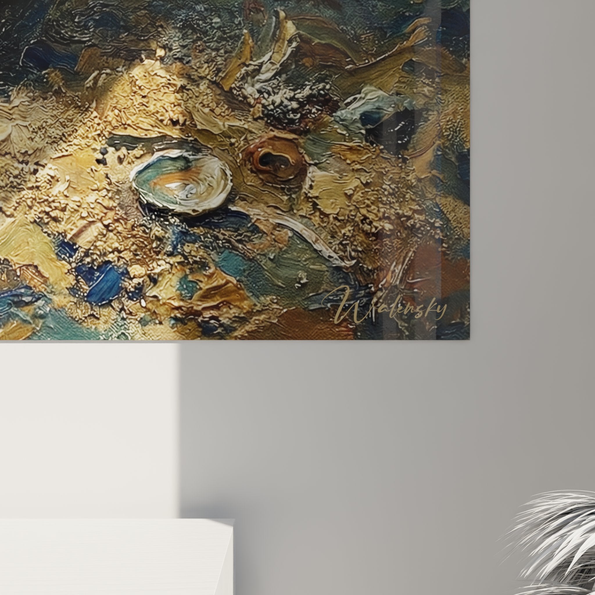 Vue d'ensemble tableau art maritime plongée sous-marine exploration fonds océaniques textures naturelles