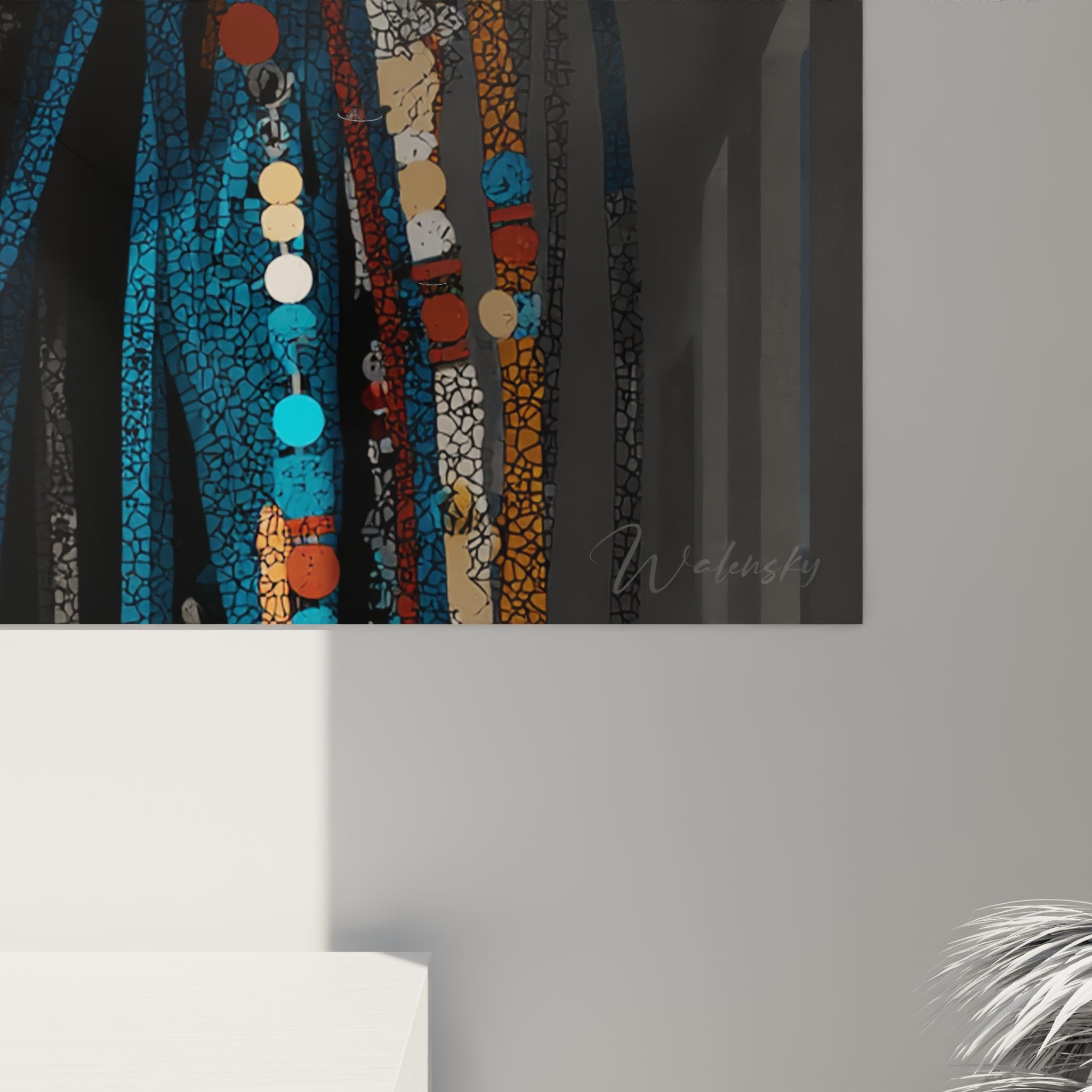 Panoramica tela arte africana ritratto stilizzato donna ornamenti tradizionali decorazione d'interni