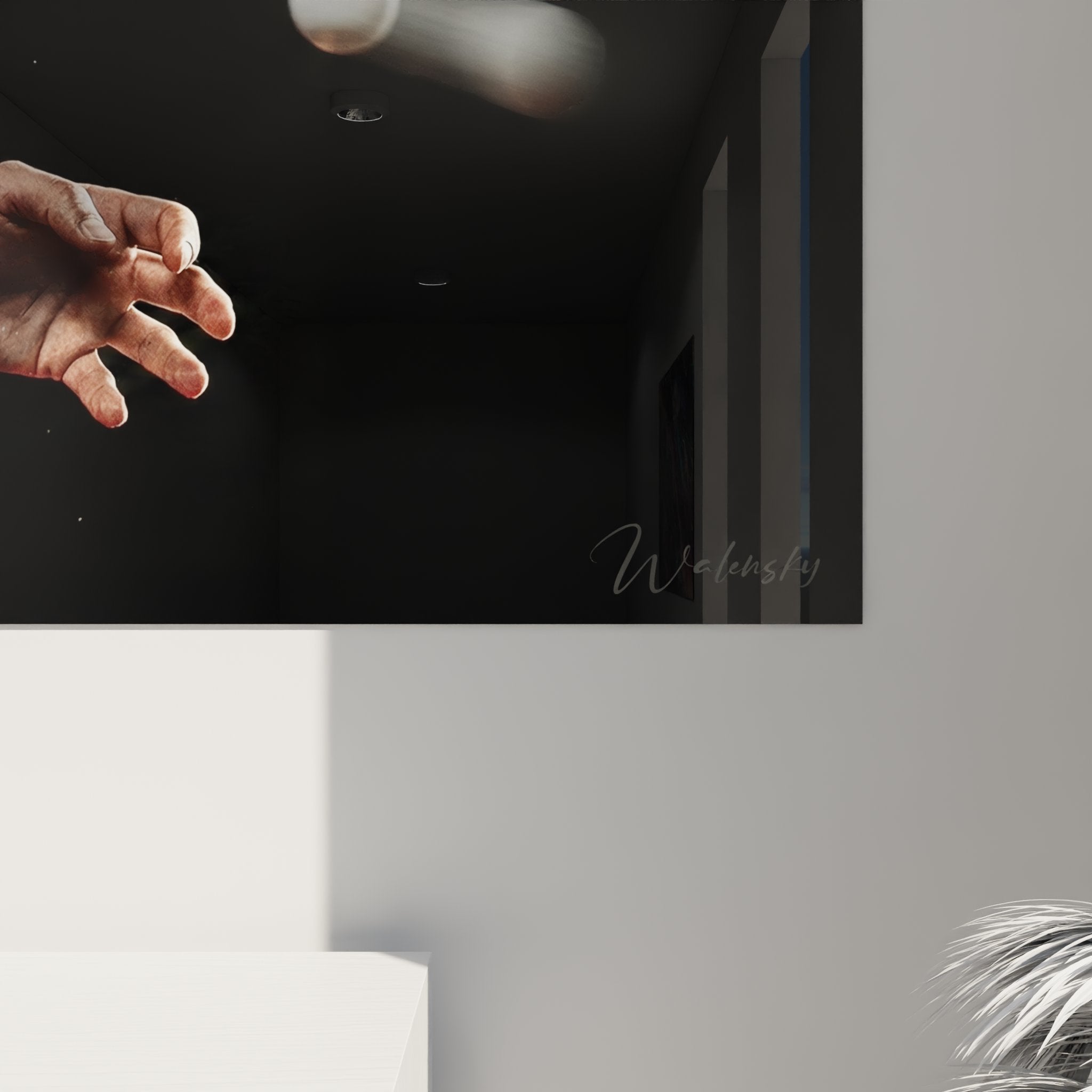 Vue ensemble tableau mural ping pong joueur action sport rouge decoration interieur moderne