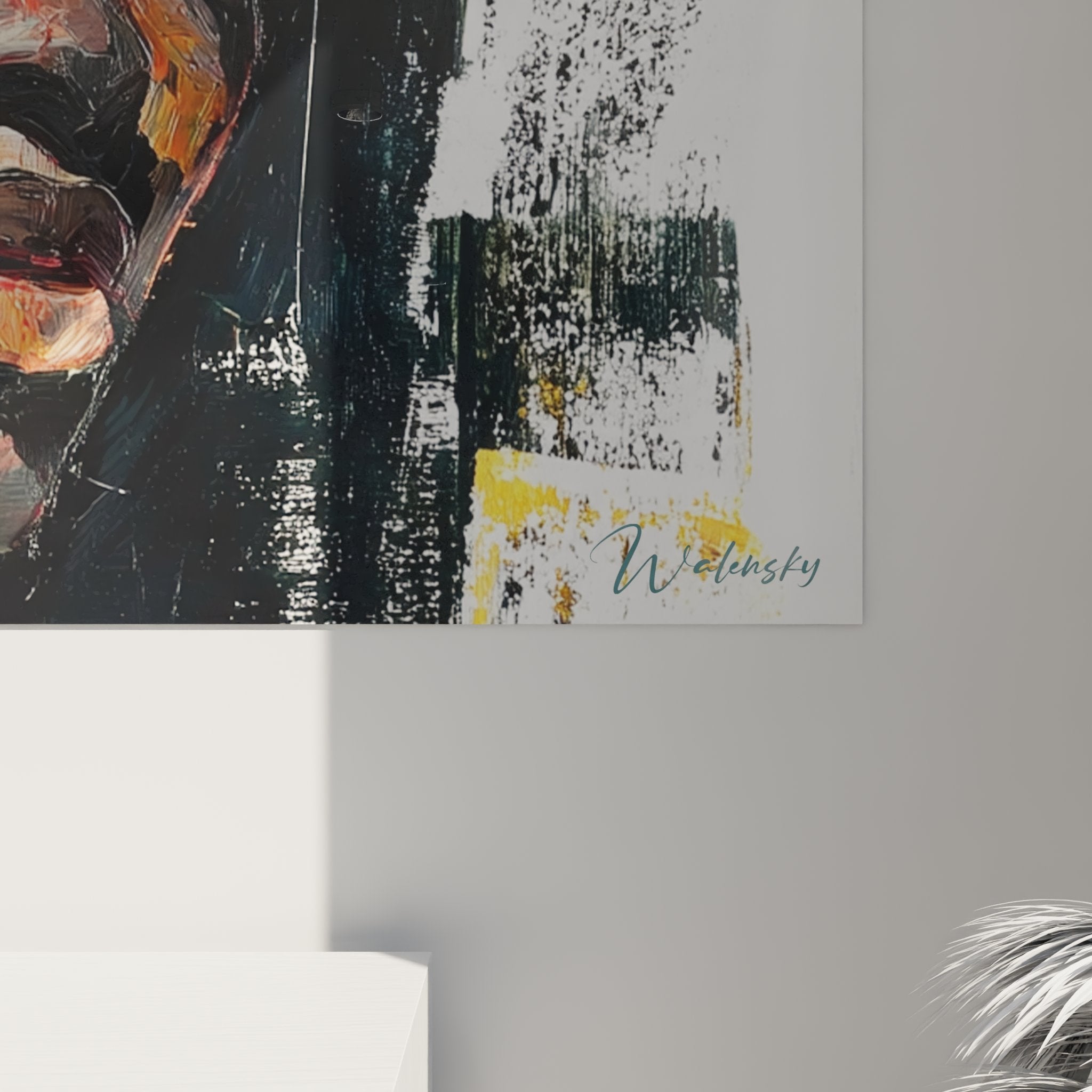 Übersicht Porträtgemälde afrikanische Frau expressionistisch in zeitgenössischem Designinterieur