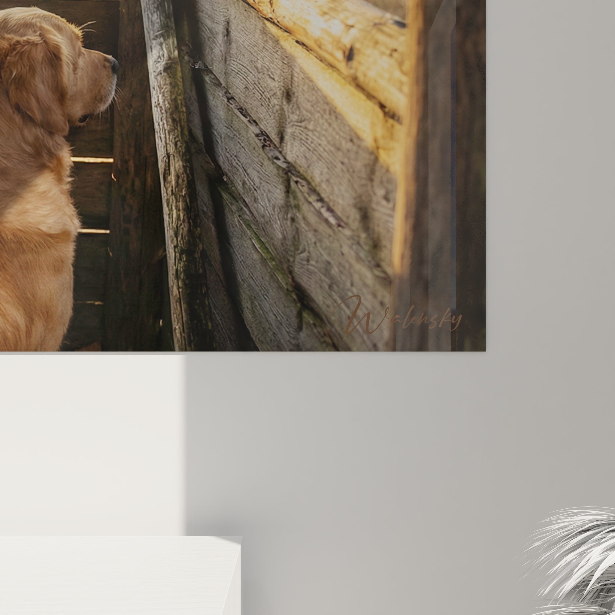 Vue ensemble tableau chasse chasseur observateur chien compagnon brume dorée territoire chasse naturel