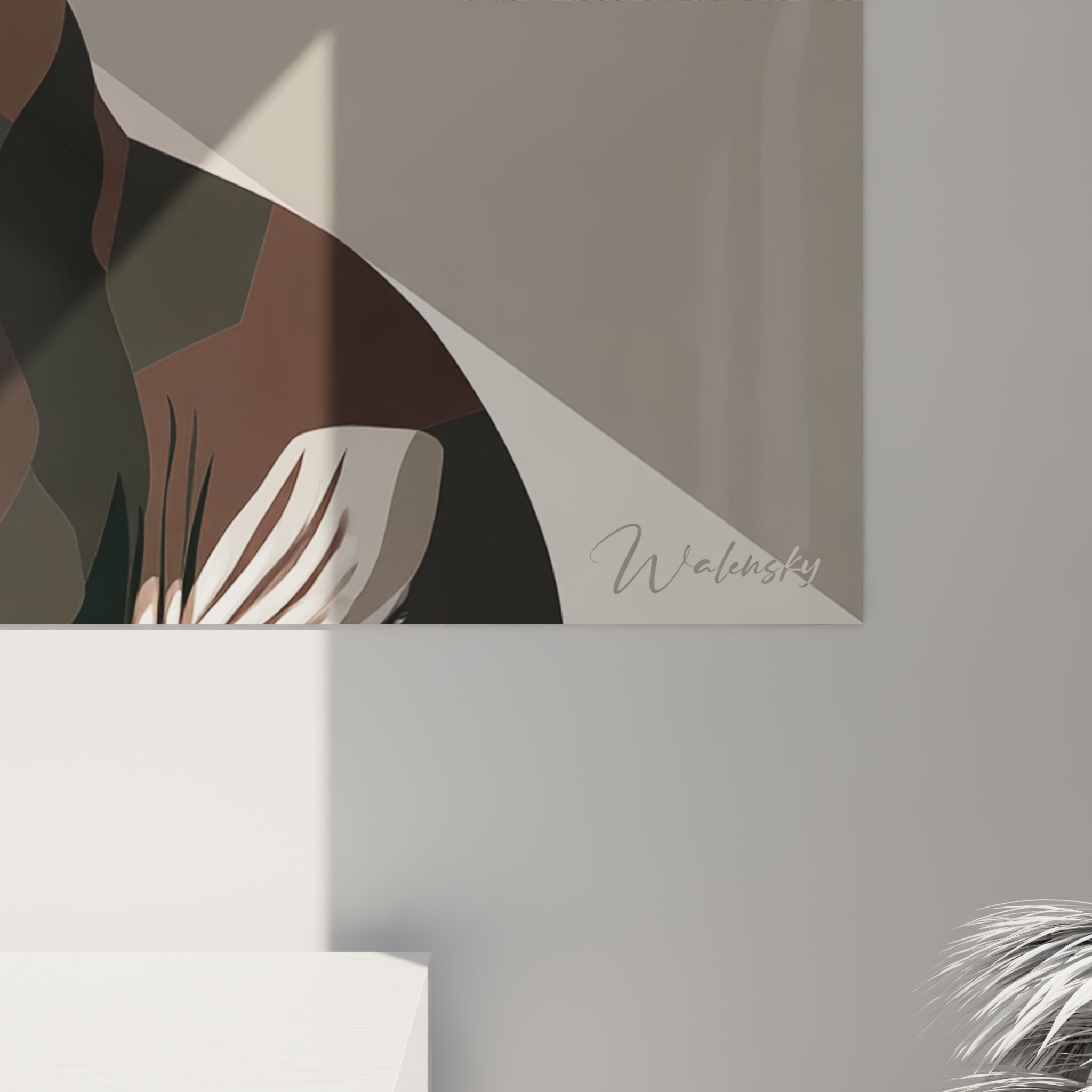 Vista d'insieme quadro gatto Sphynx geometrico, arte murale moderna decorazione interna contemporanea minimalista