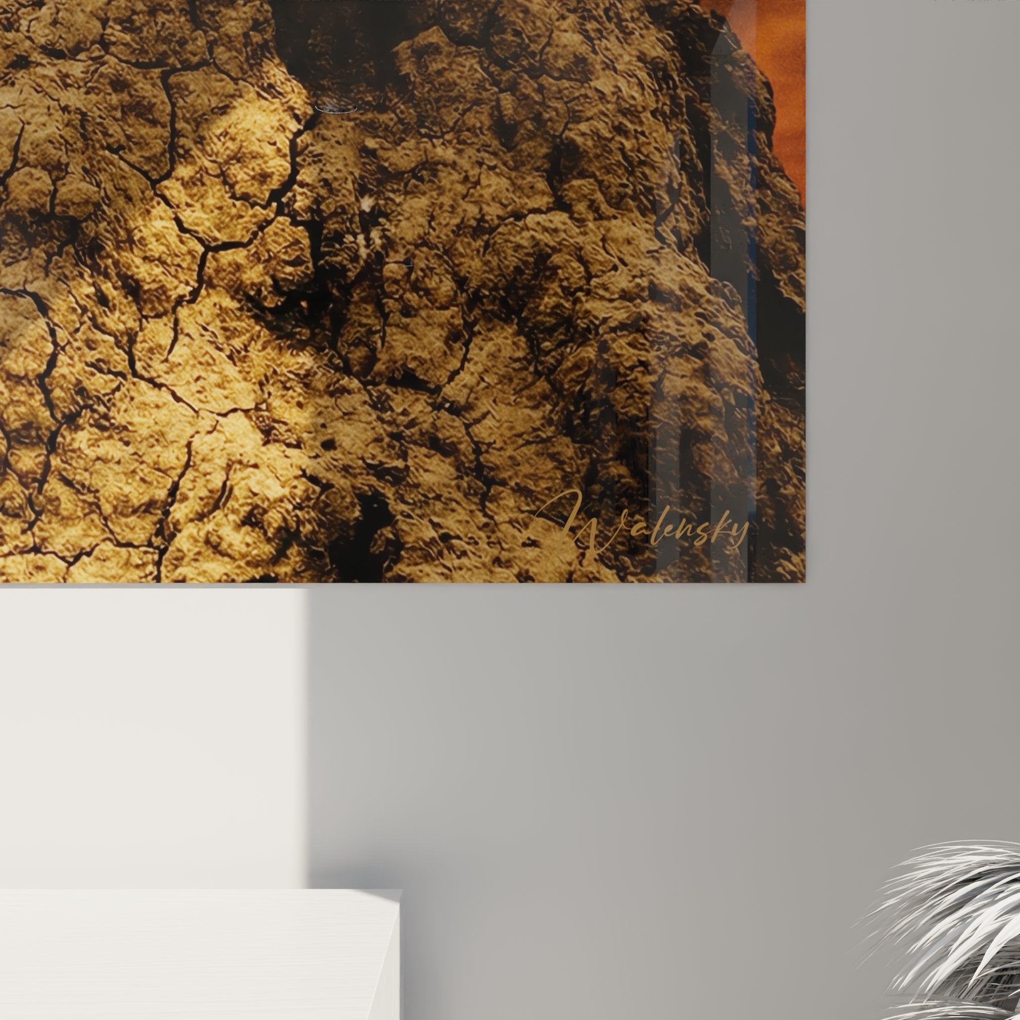 Vue ensemble tableau mural chat Chausie crépuscule, décoration salon moderne, art animalier haute qualité