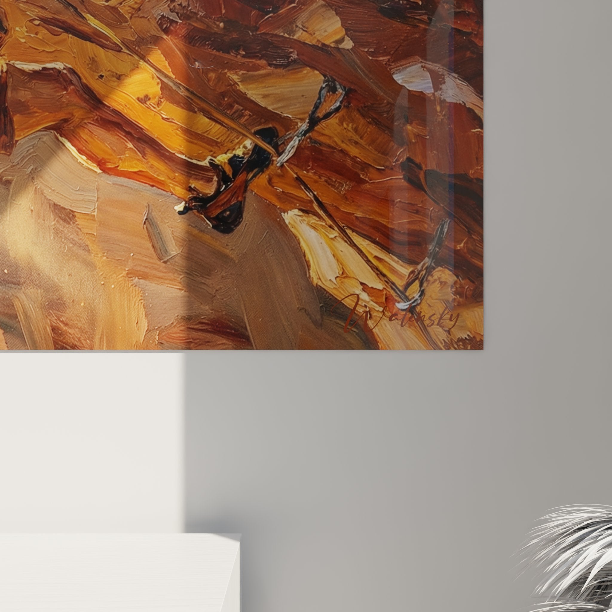 Vue ensemble tableau mural escalade grimpeur falaise decoration interieure moderne