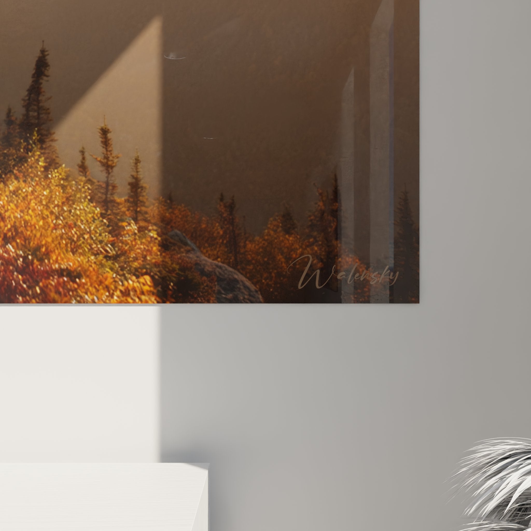 Vue ensemble tableau VTT randonnee panorama montagneux decoration murale sport nature automne