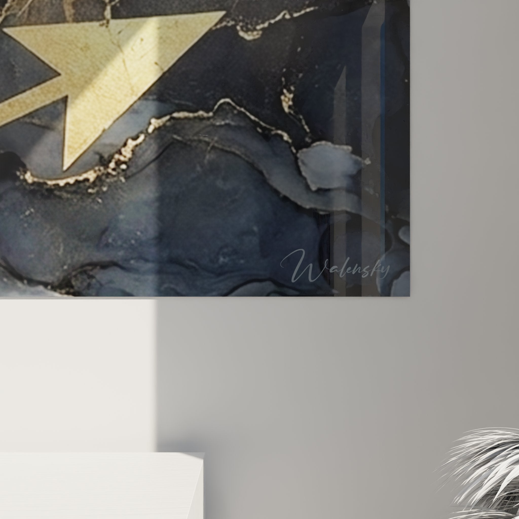 Vue d'ensemble tableau flèches dorées, décoration murale moderne passion tir à l'arc