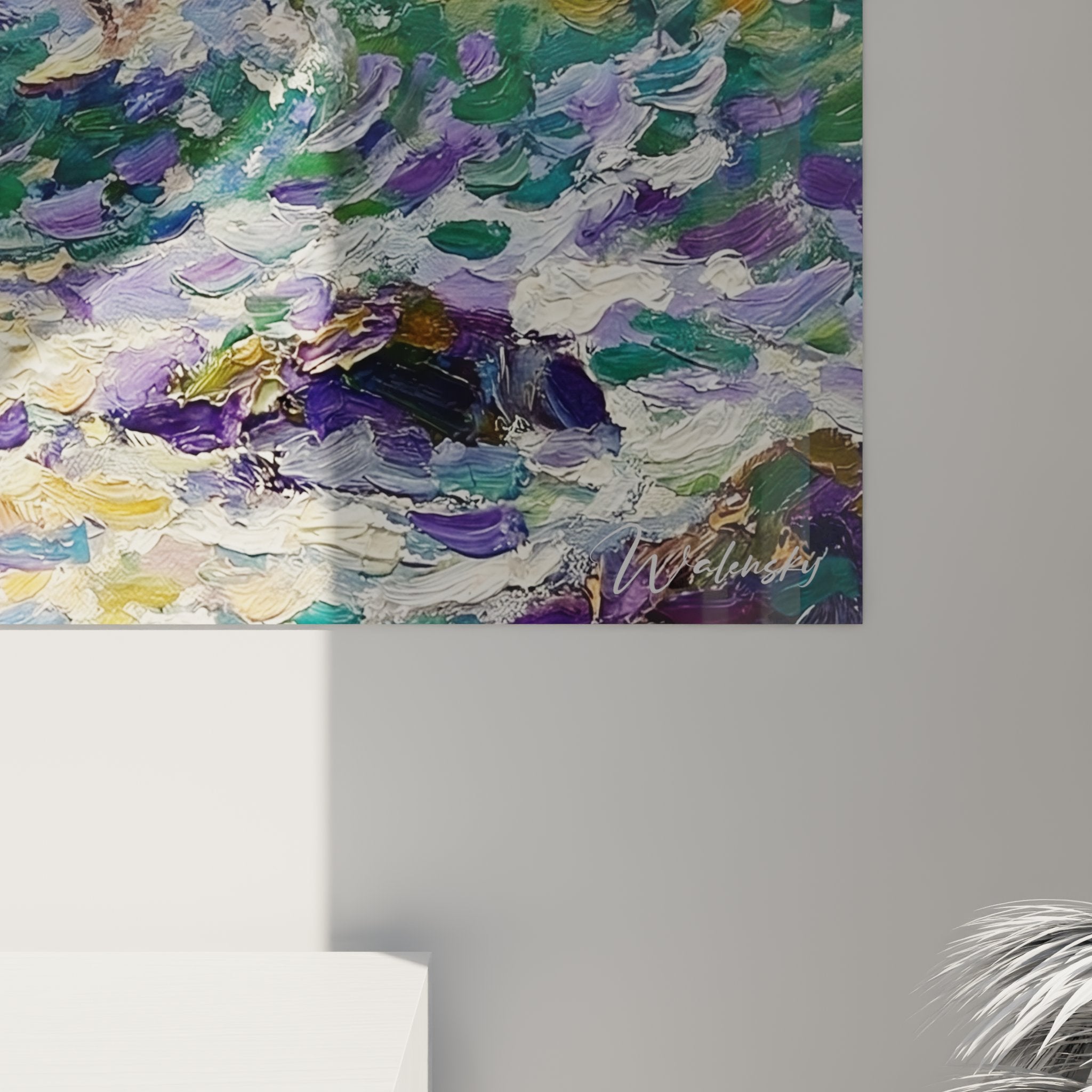 Überblick Wandbild impressionistische Wellen Surf-Kunst moderne farbenfrohe Innenraumdekoration
