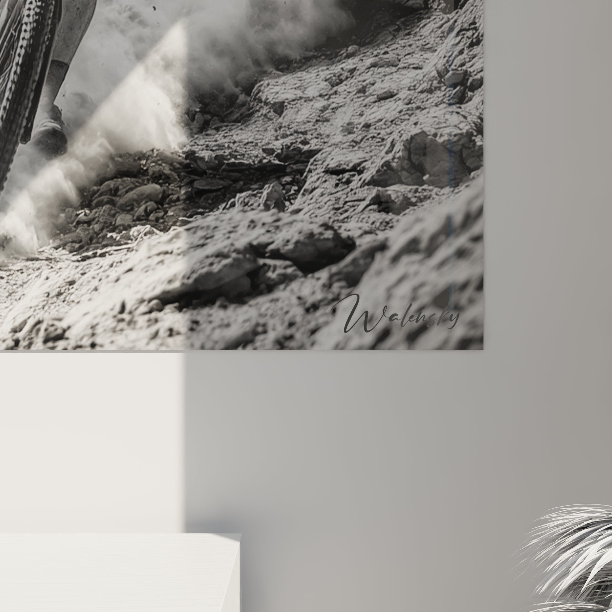 Vue ensemble tableau mural VTT descente décoration intérieur sport cyclisme art moderne