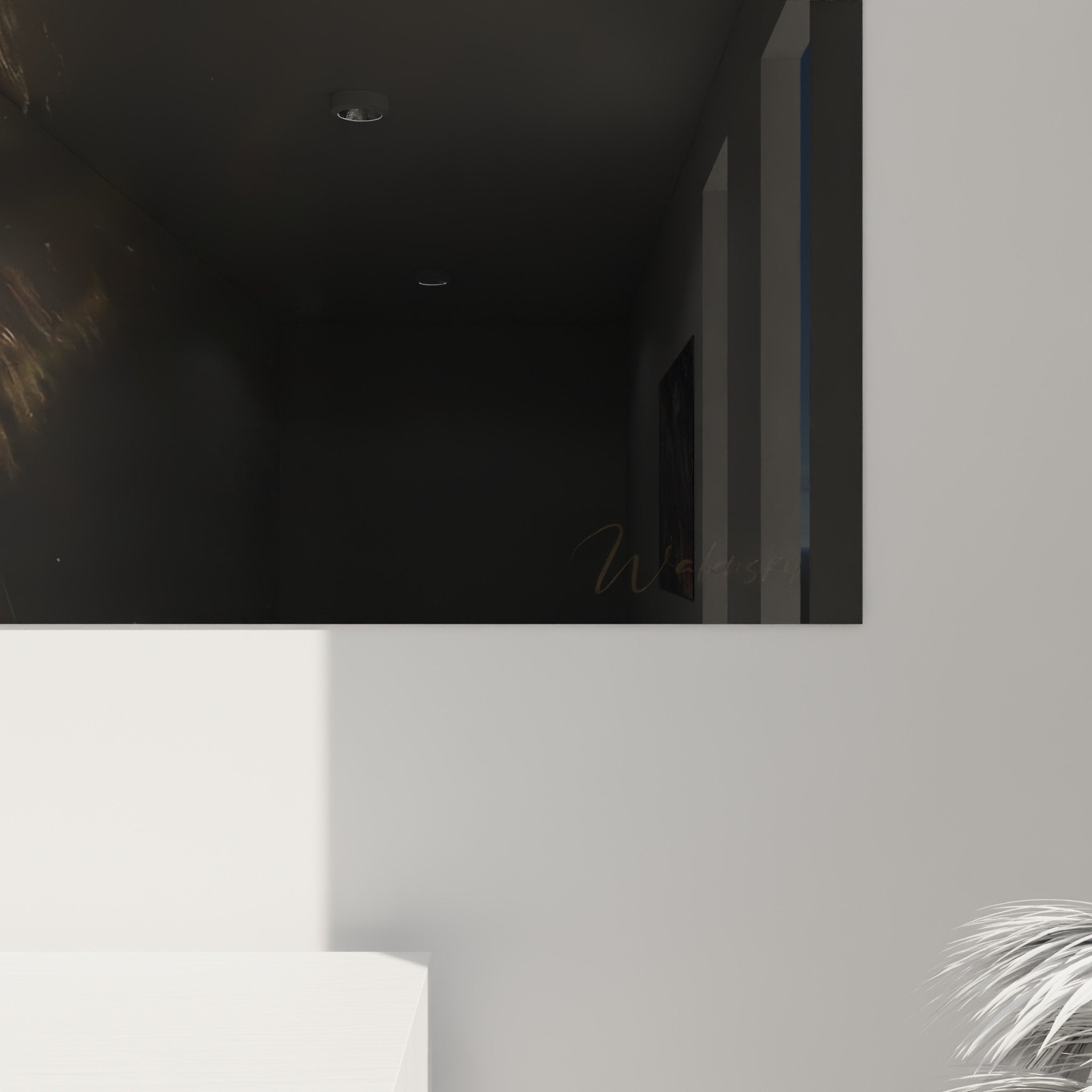 Vue d'ensemble du tableau Samoyède portrait lumineux intégré dans décoration intérieure moderne et épurée