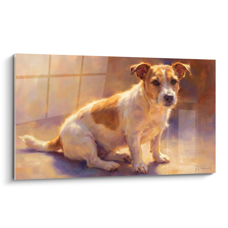 Tableau Chien Assis dans la Lumière Dorée - Portrait Chaleureux - Edition Jack Russel Terrier