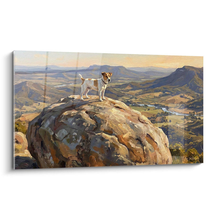 Quadro Jack Russell Terrier su Roccia al Tramonto - Avventuriero delle Vette - Edizione Jack Russell Terrier