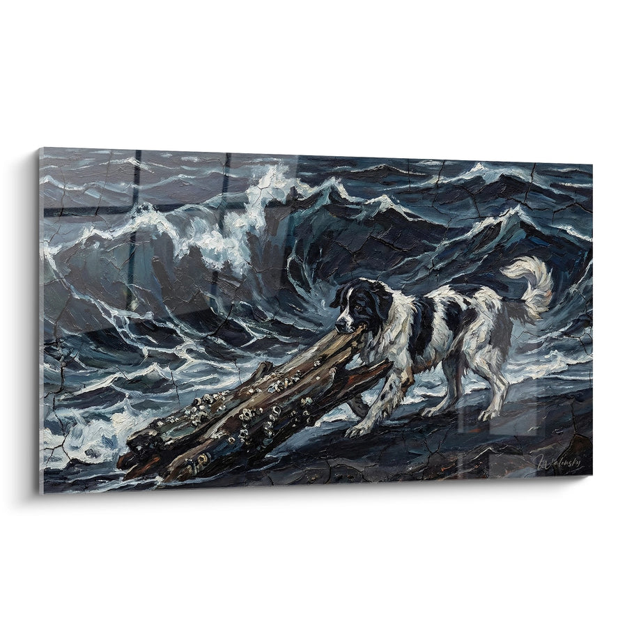 Tableau Landseer Chien Secourant dans les Flots Tourmentés - Héroïsme Canin - Edition Landseer