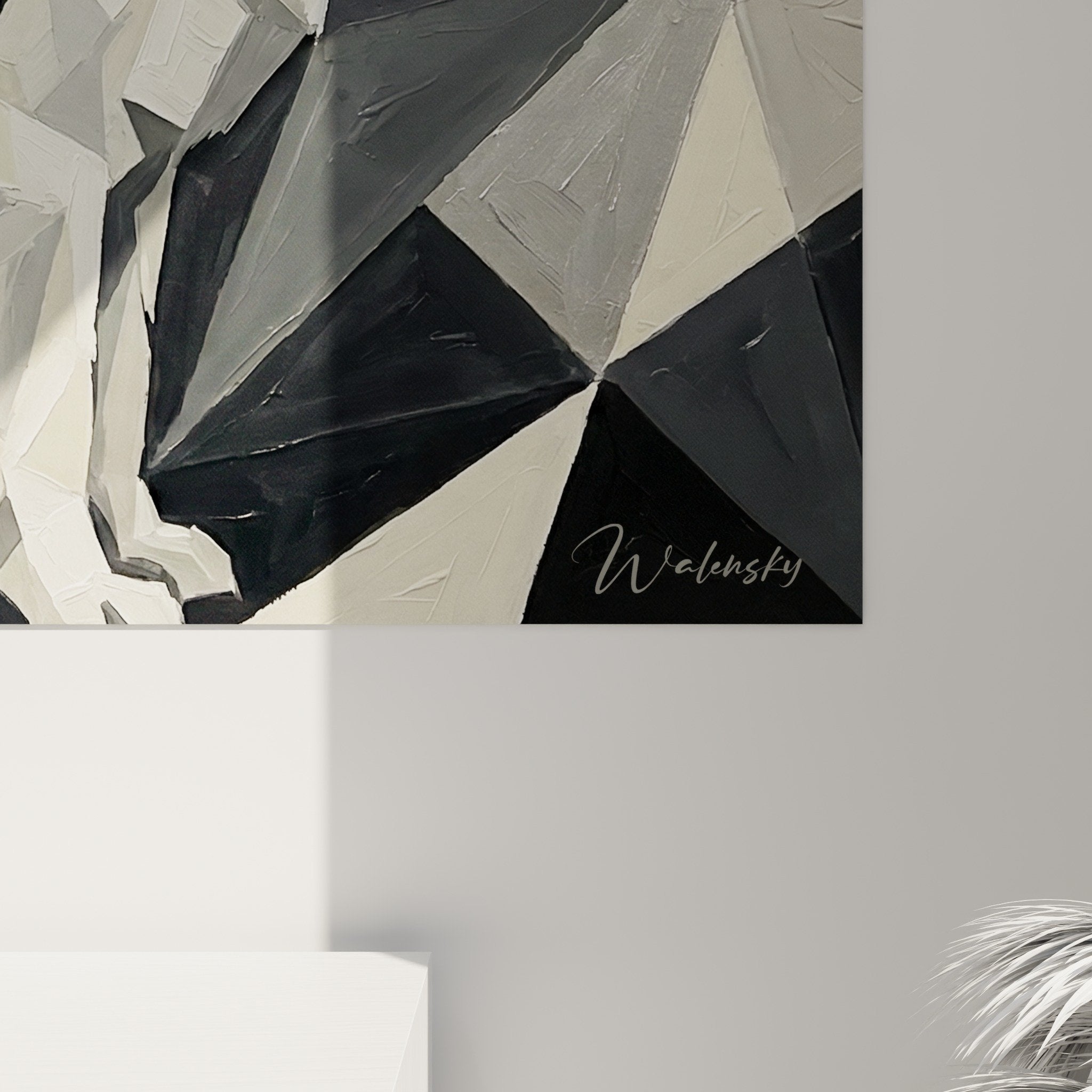 Situationsbild geometrisches Landseer Gemälde moderne Wanddekoration polygonales Design