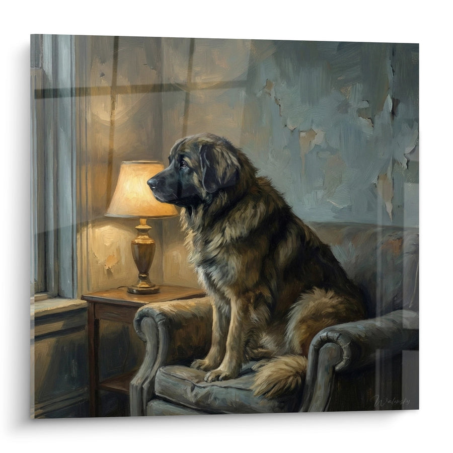 Tableau Chien dans Fauteuil près de la Fenêtre - Intimité Domestique - Edition Leonberg