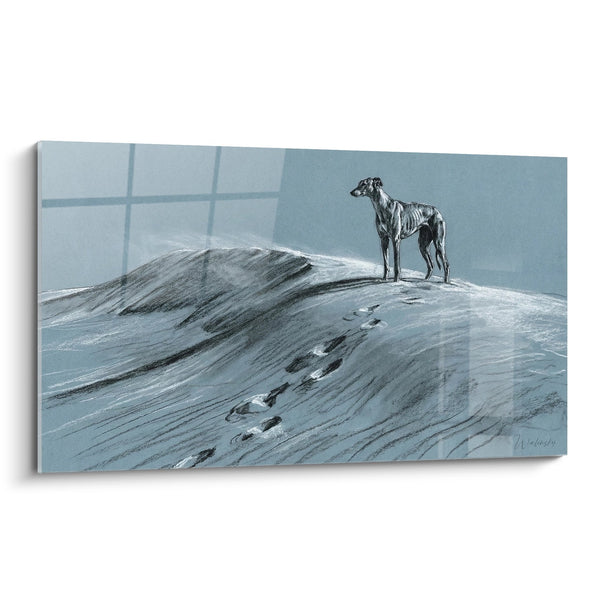 Cuadro de Lebrel sobre Duna Nevada - Soledad Ártica - Edición Lebrel Greyhound