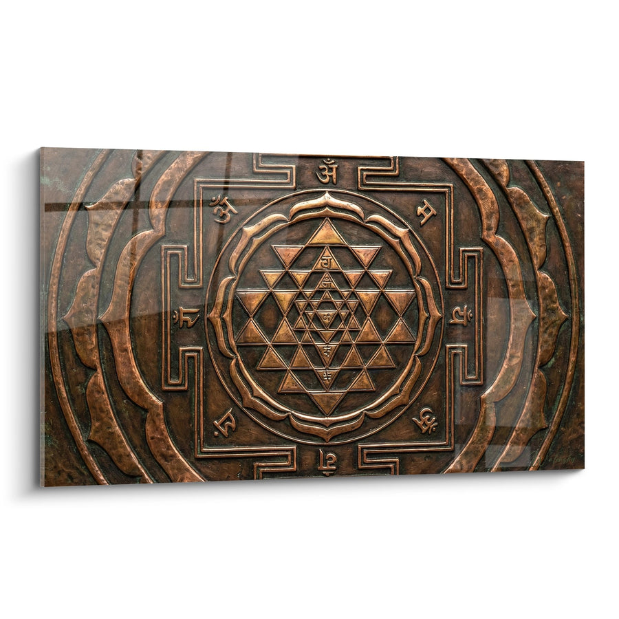 Tableau Sri Yantra Cuivré Géométrie Sacrée - Mystique Védique - Edition Mandala