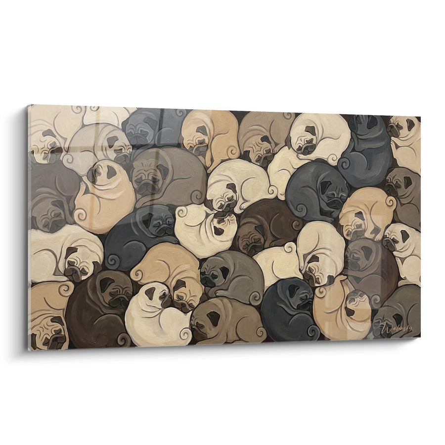 Tableau Mosaïque de Carlins Multicolores Entremêlés - Symphonie Canine - Edition Carlin