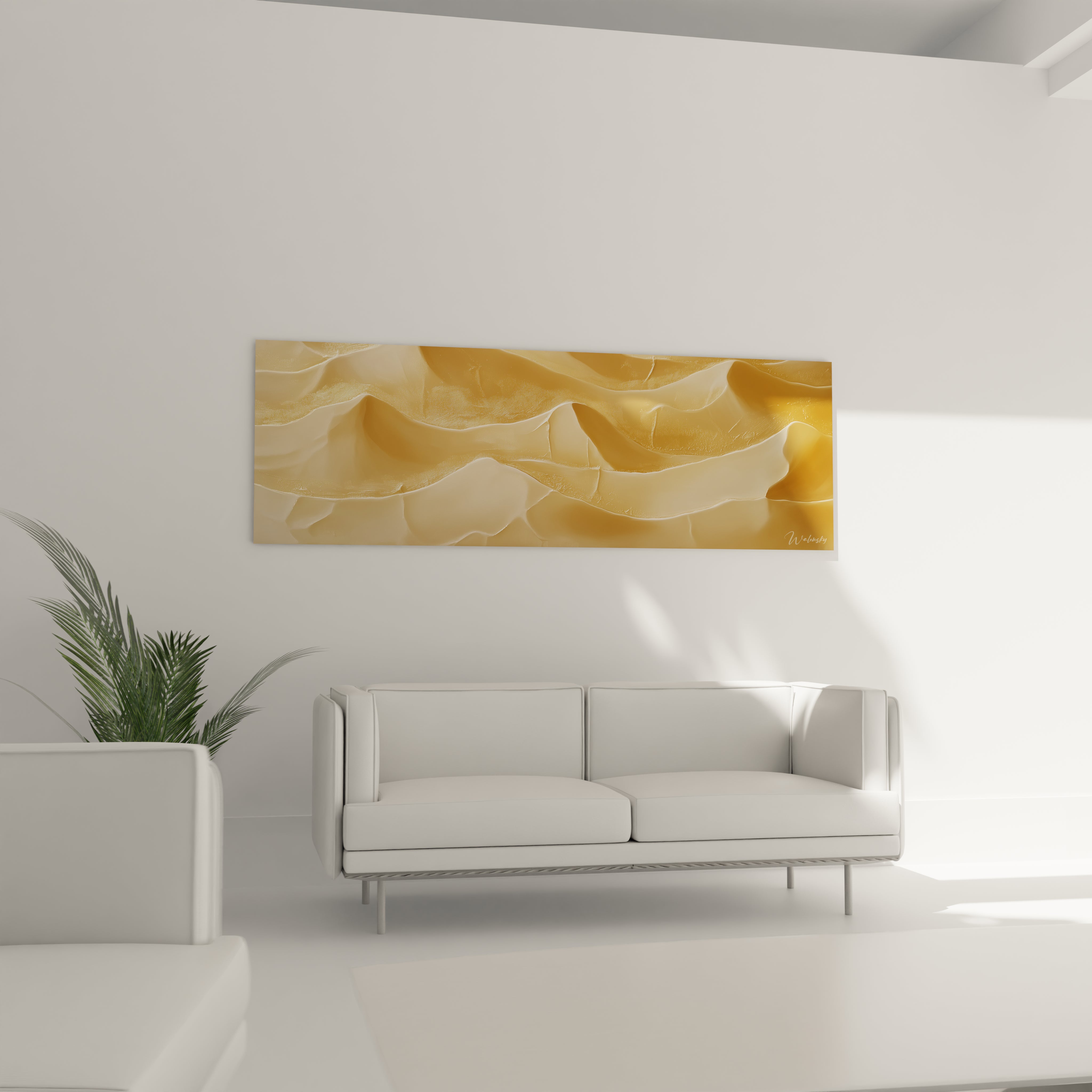 Tableau texturé abstrait de Walensky en tons jaunes pour une décoration moderne des intérieurs