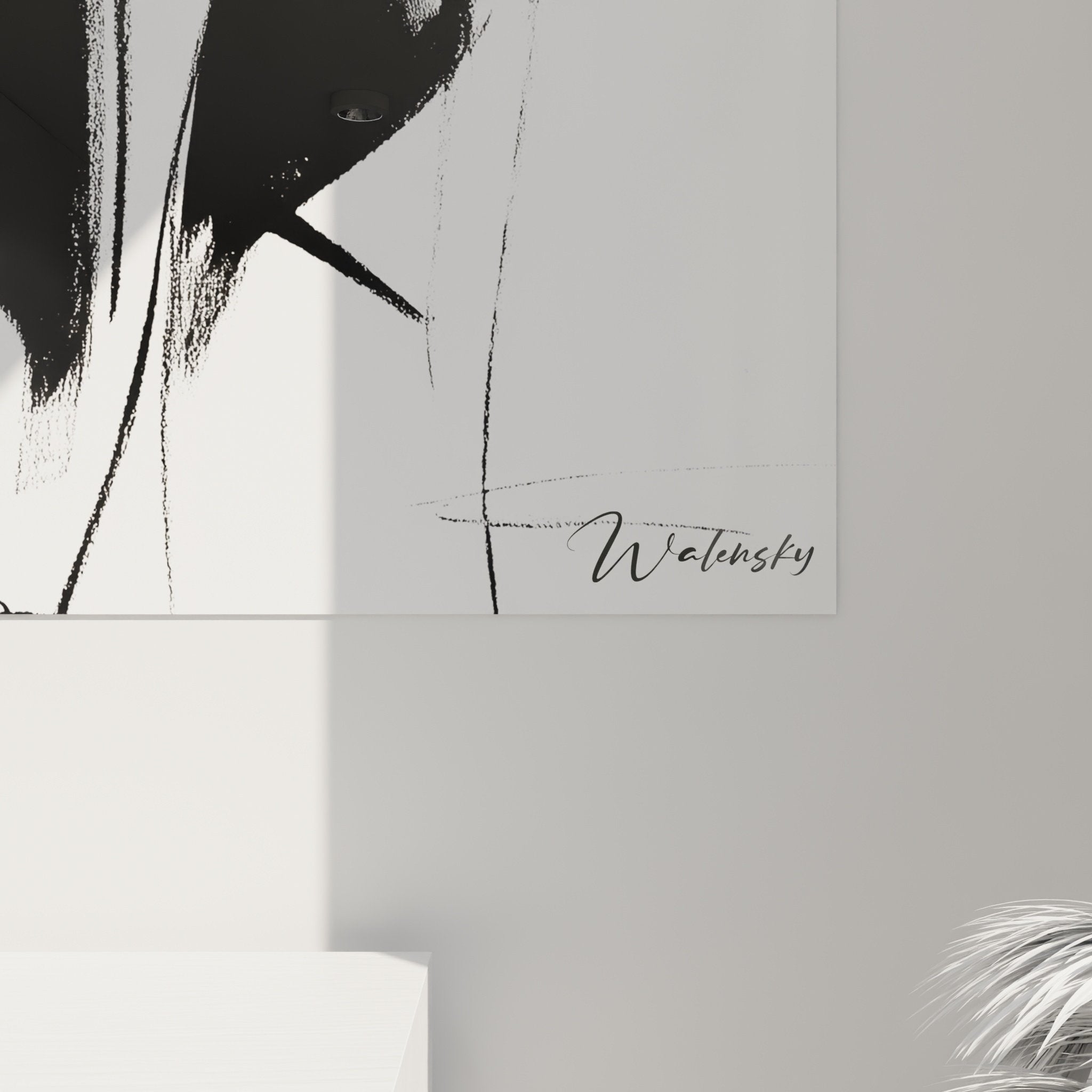 Œuvre murale chien contemporaine dans salon, tableau vertical noir et blanc Rhodesian Ridgeback décoratif