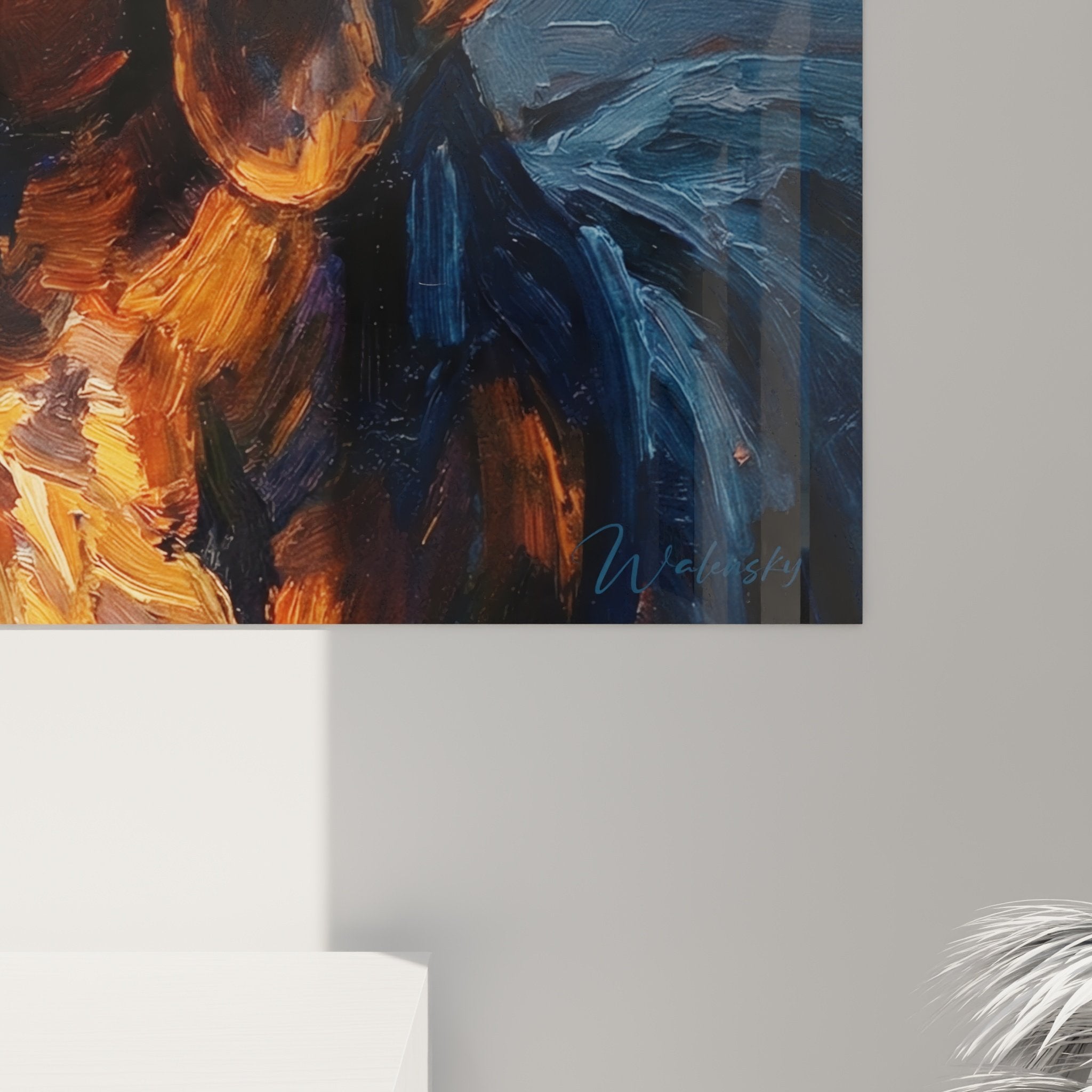 English Pointer wall art copper blue palette contemporary artistic composition