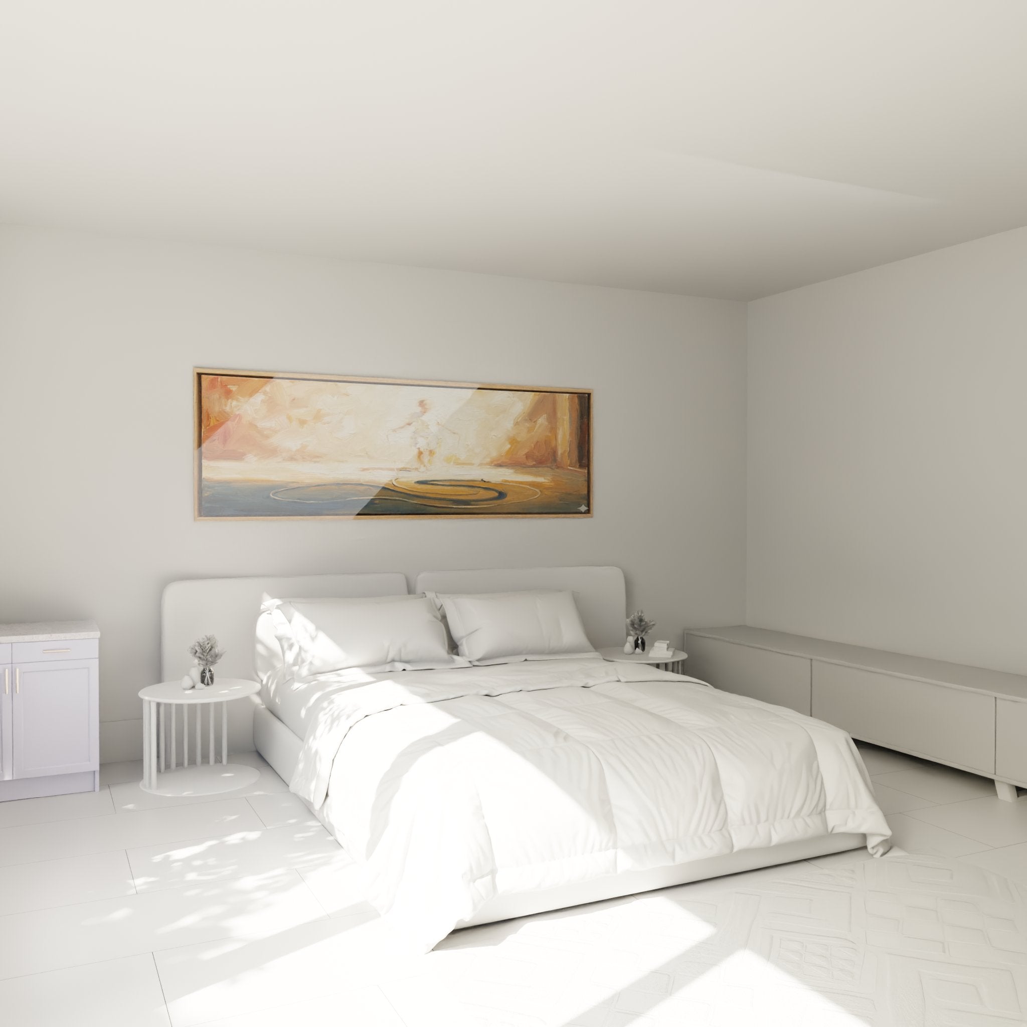Decoration murale ballerine abstraite dans chambre moderne ambiance douce et elegante