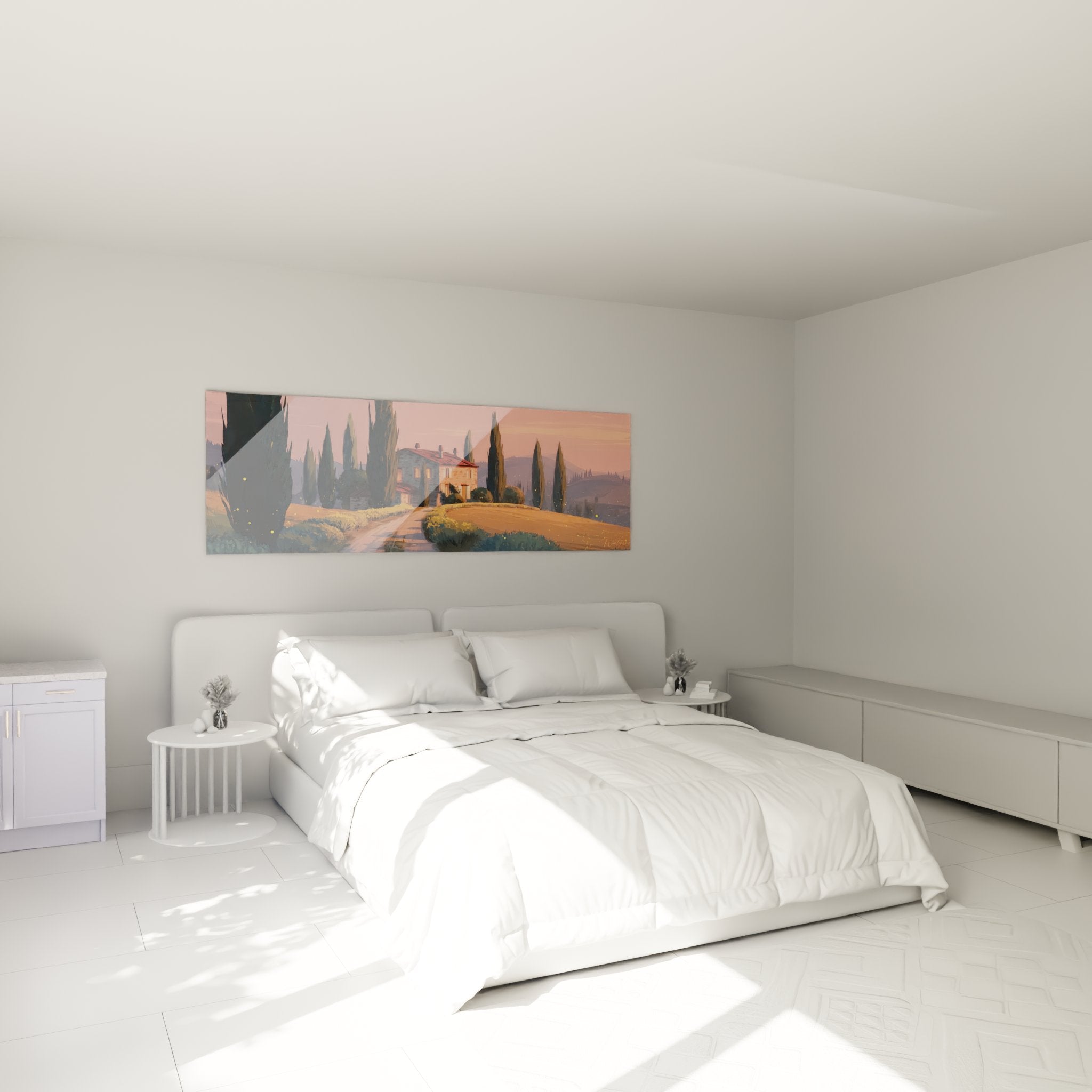 Tableau villa toscane dans chambre ambiance chaleureuse décoration murale romantique