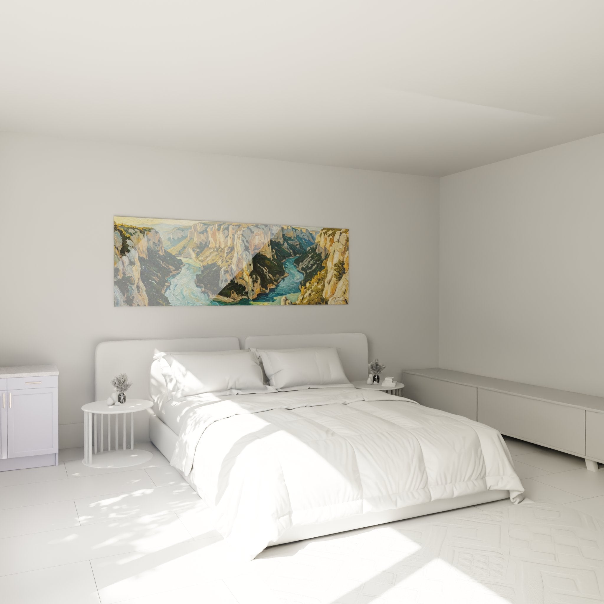 Tableau canyon et rivière dans chambre moderne, décoration murale paysage Gorges du Verdon