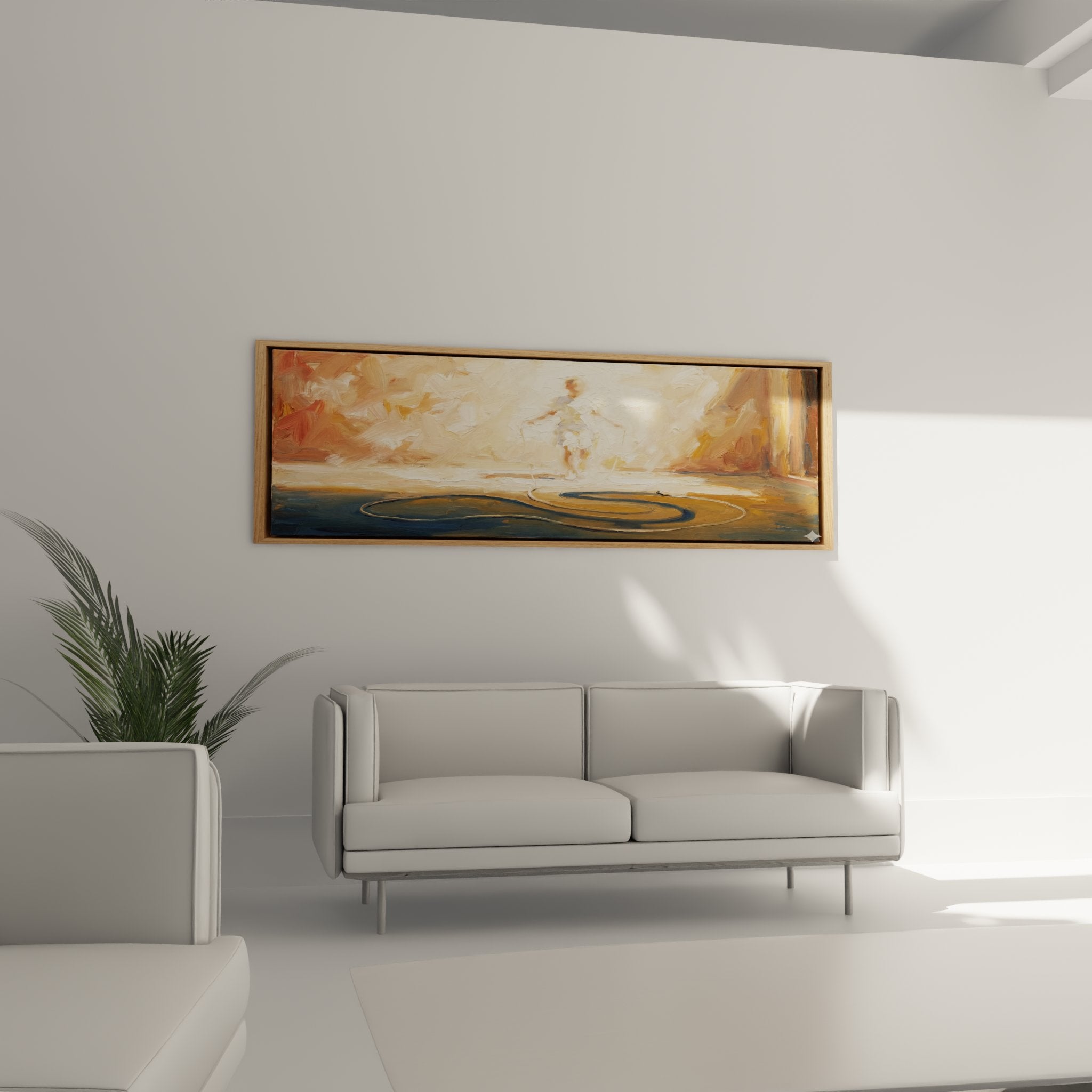 Detail peinture ballerine abstraite coups pinceau expressifs tons chauds ocre et rose