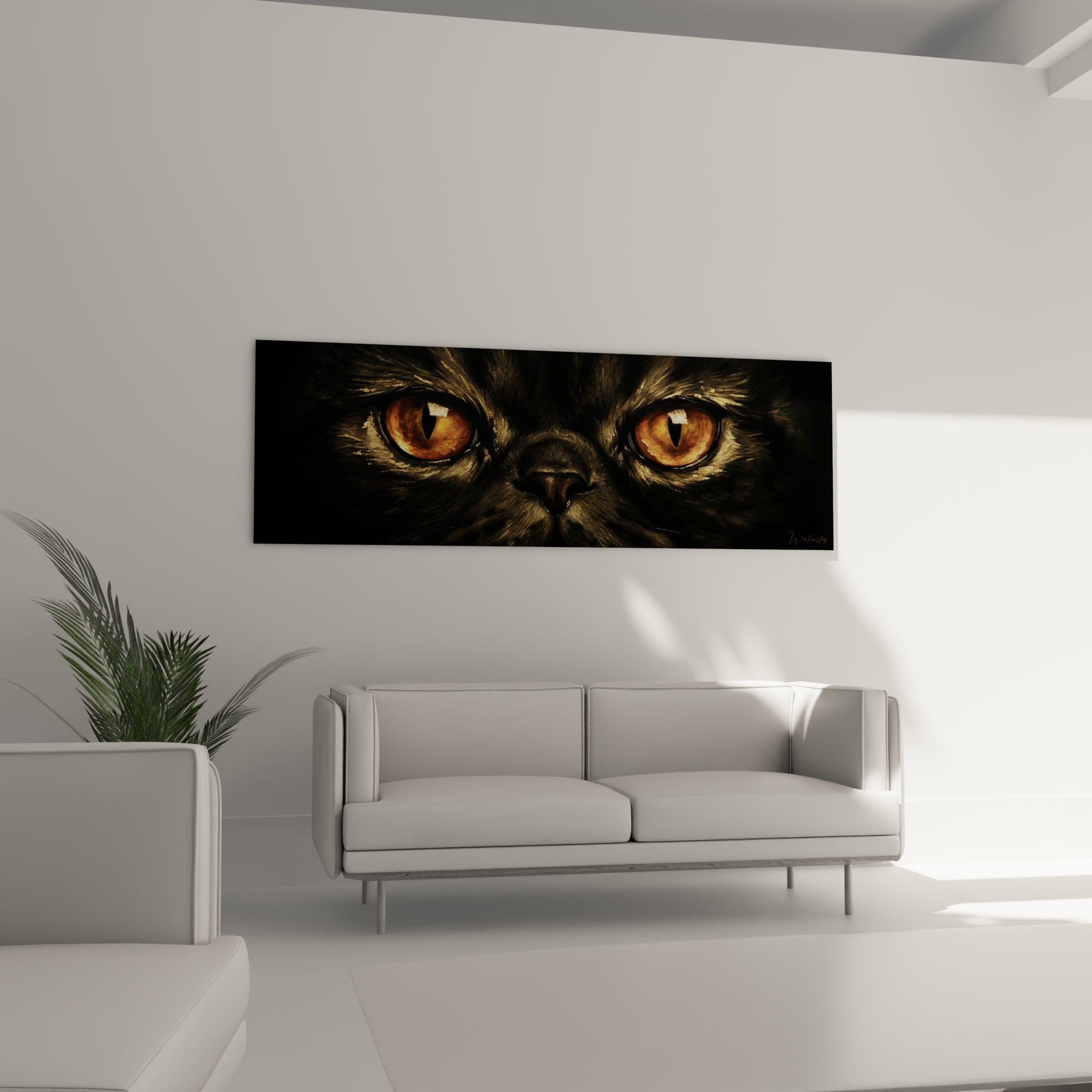 Dettaglio artistico occhi ambrati gatto Exotic Shorthair sguardo penetrante riflessi dorati pupille verticali