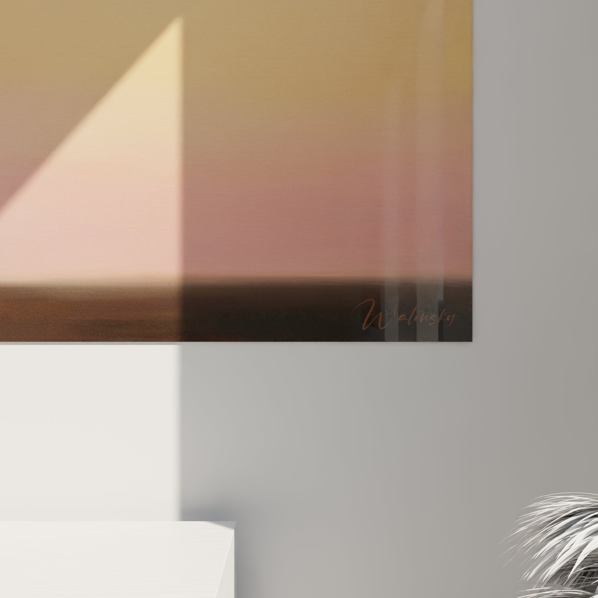 Vue d'ensemble tableau panoramique coureur paysage coucher soleil décoration murale course à pied