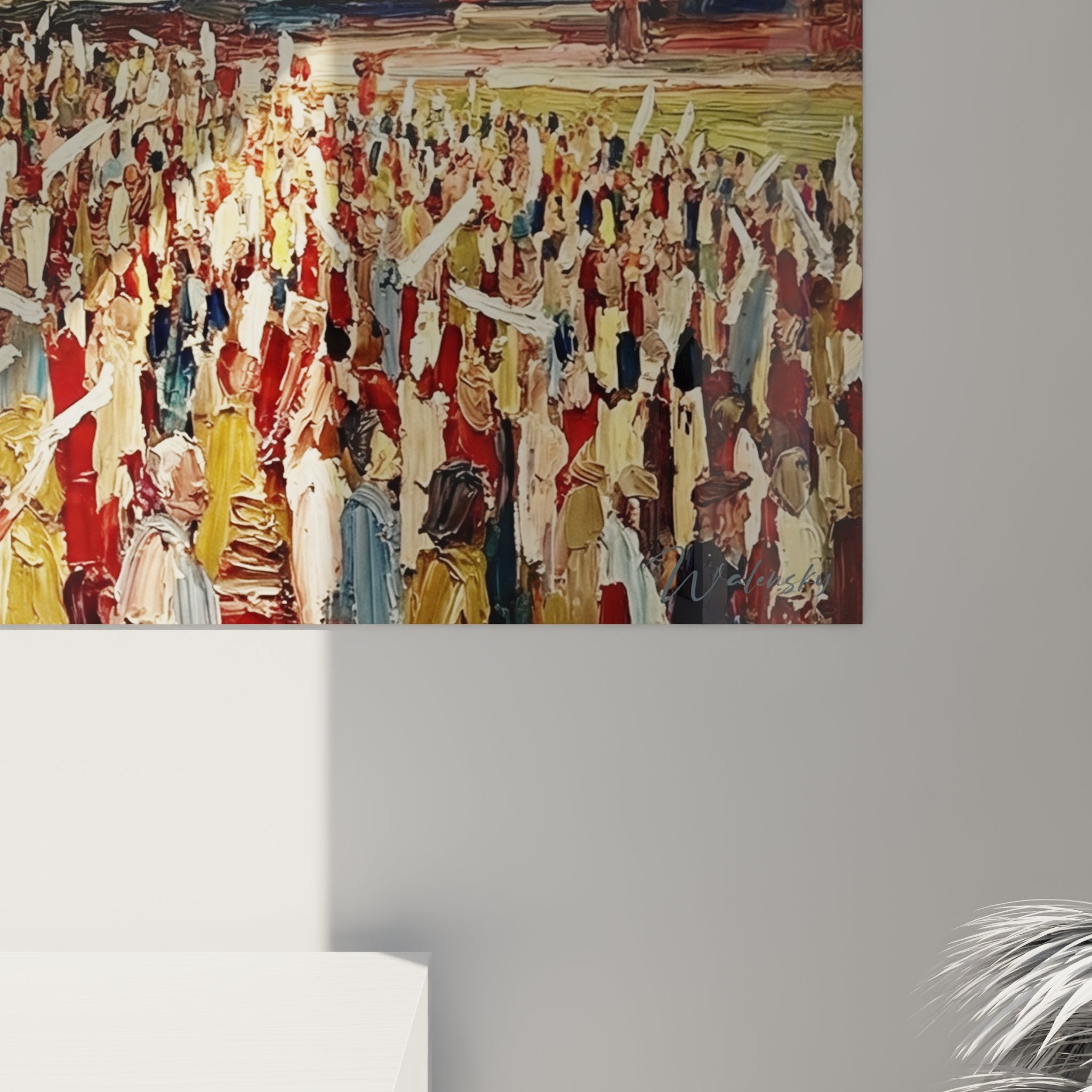 Vue d'ensemble du tableau panoramique foule de supporters baseball accroche au mur