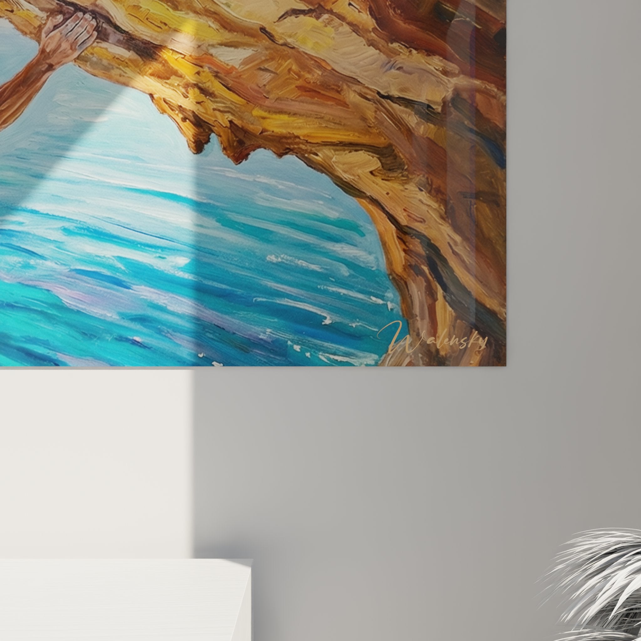 Vue ensemble tableau escalade falaise maritime cadre panoramique grimpeur mer turquoise paysage mediterraneen