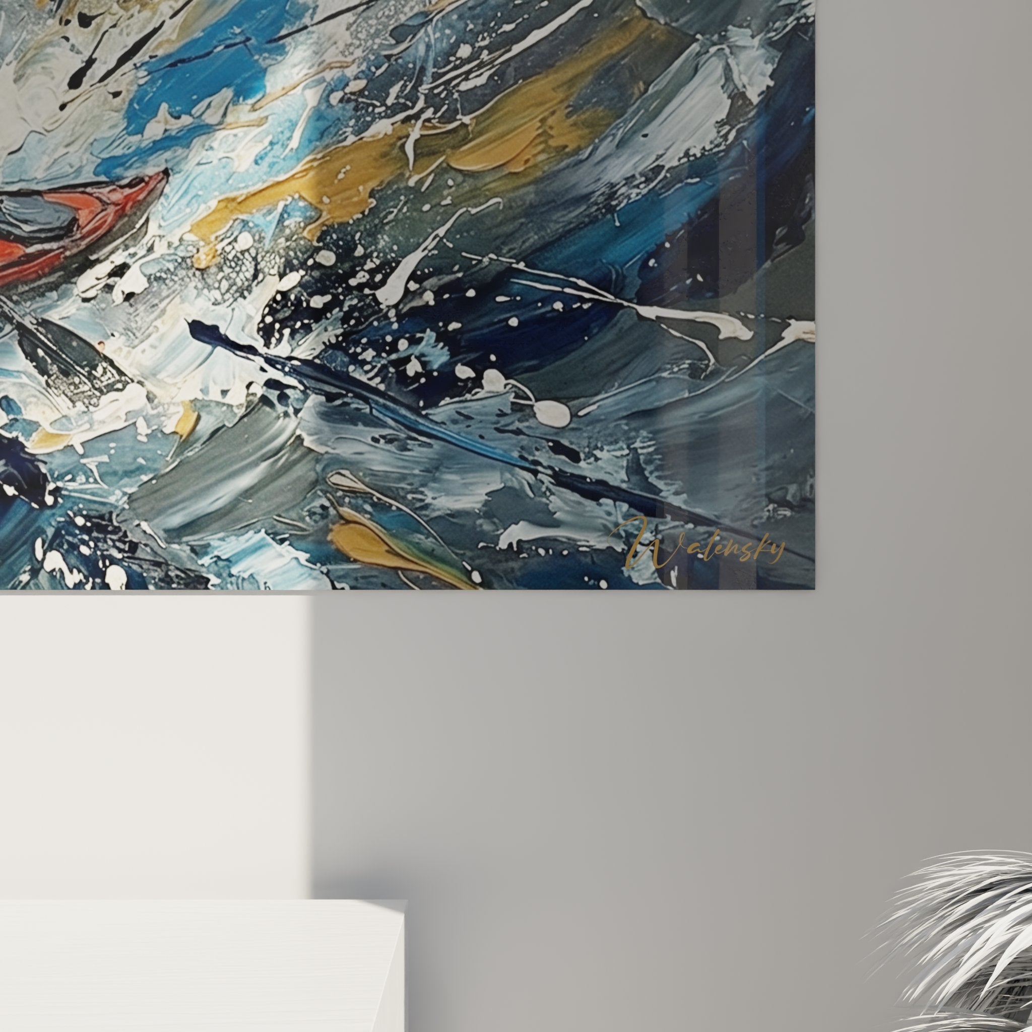 Vue ensemble tableau mural kayak eaux vives decoration interieure moderne art sport nautique