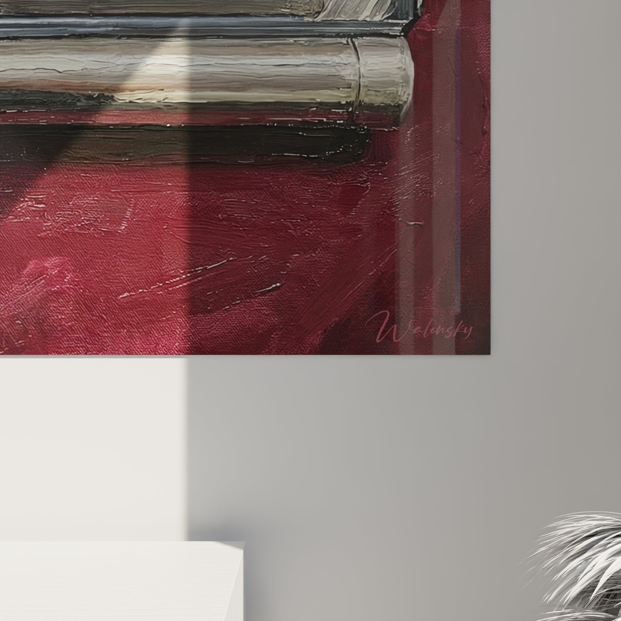 Overall view revolver shooting sport artwork burgundy background - wall art firearms precision decoration