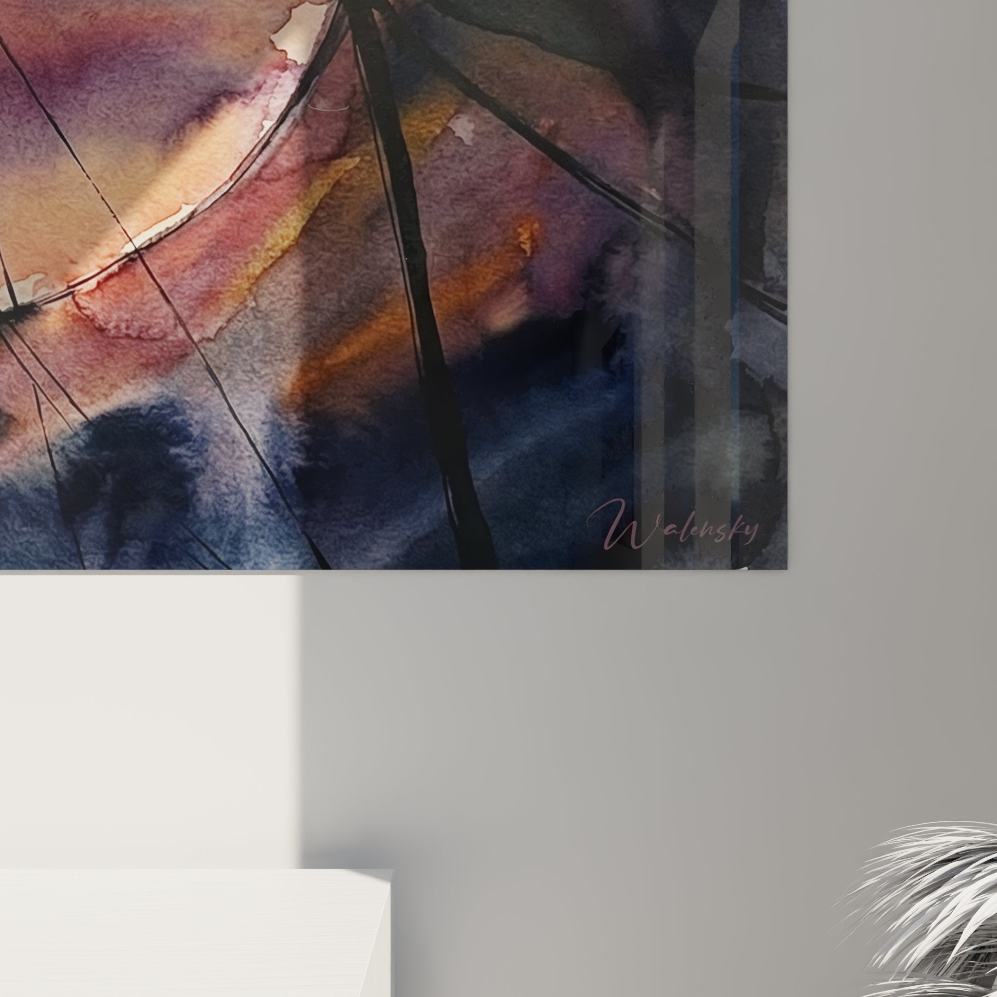 Vue d'ensemble du tableau panoramique chapiteau de cirque dans un intérieur contemporain minimaliste