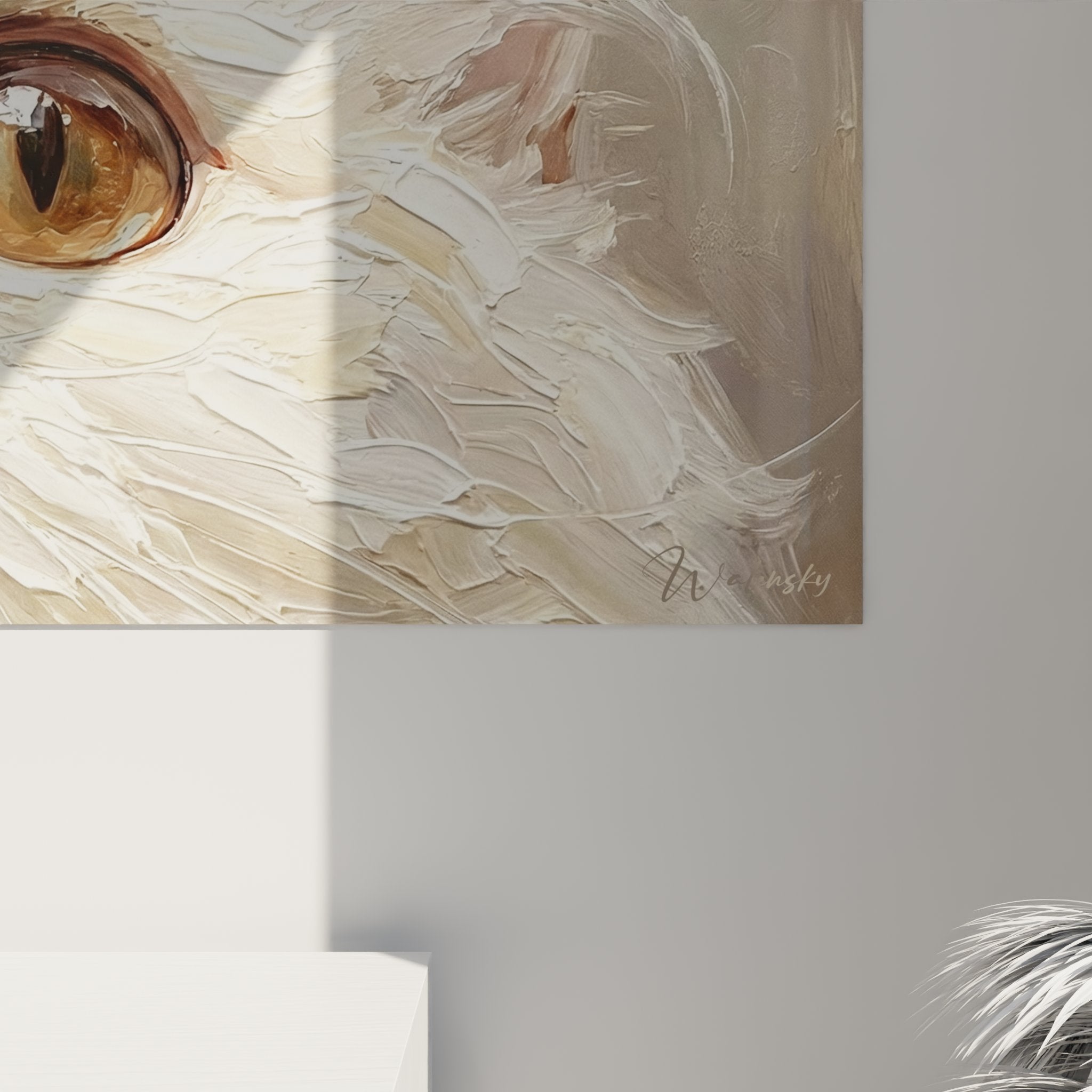 Overview panoramic Persian cat wall art, horizontal format for modern wall decoration