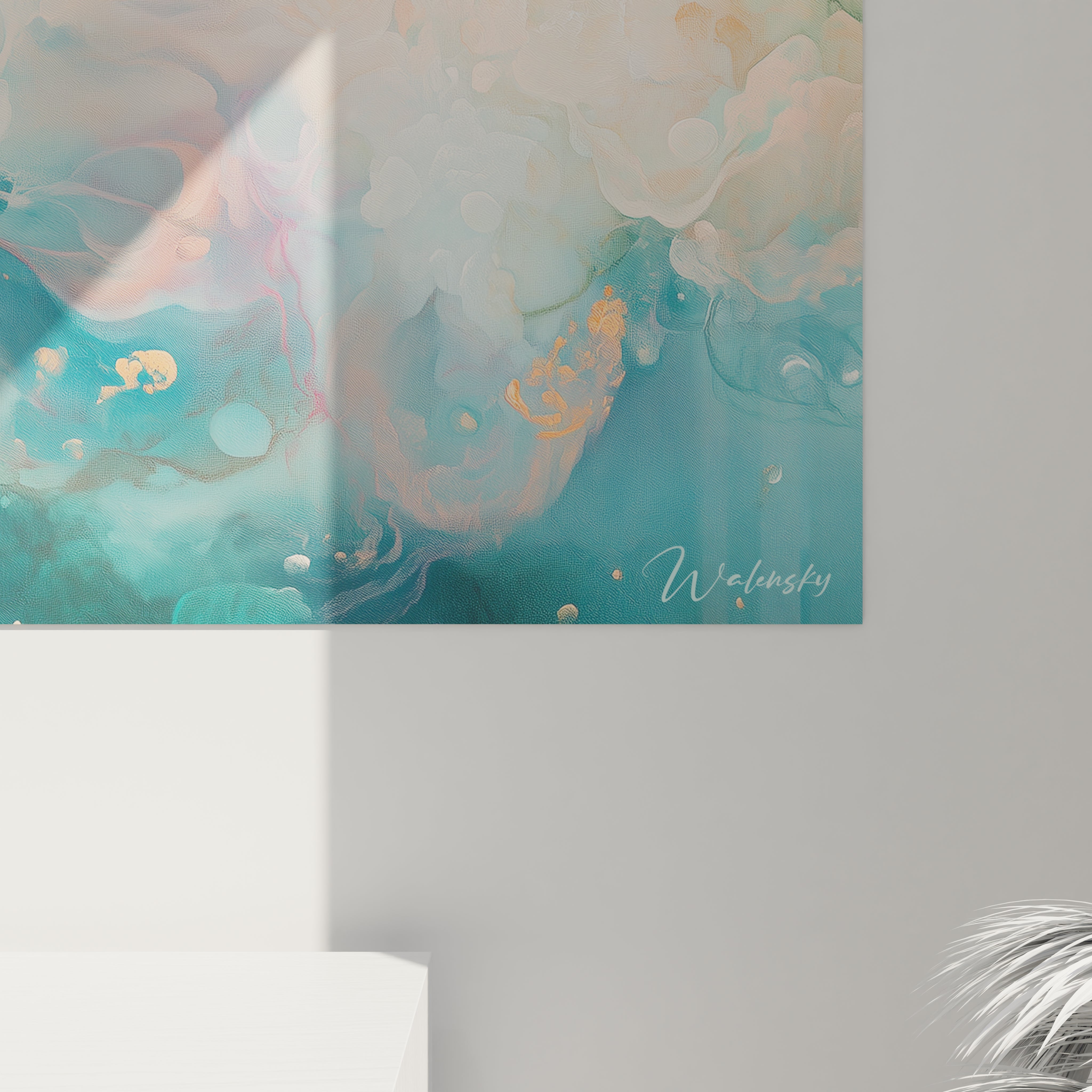 Tableau moderne abstrait de Walensky avec des couleurs vives et des motifs fluides